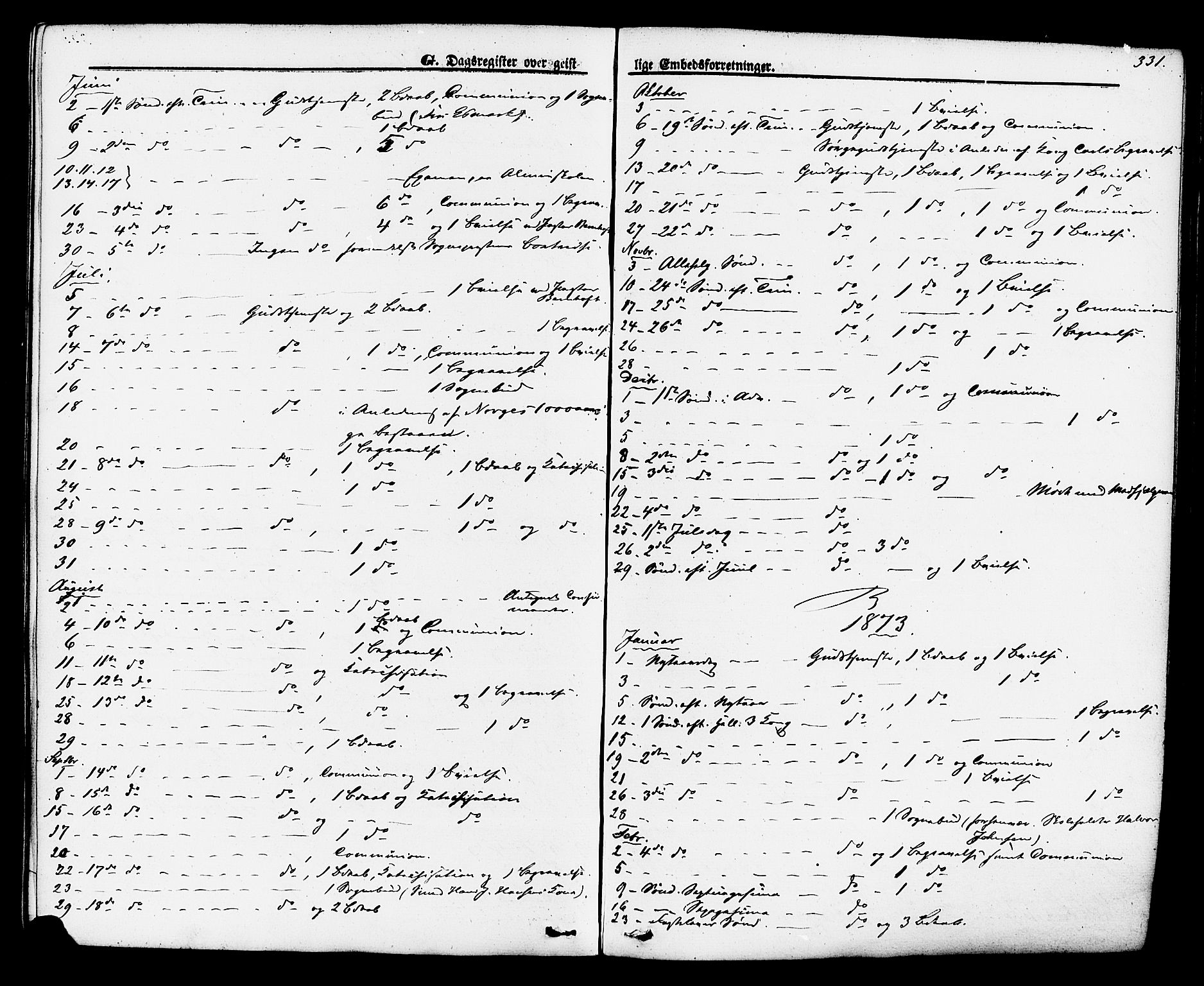 Brevik kirkebøker, SAKO/A-255/F/Fa/L0006: Parish register (official) no. 6, 1866-1881, p. 331