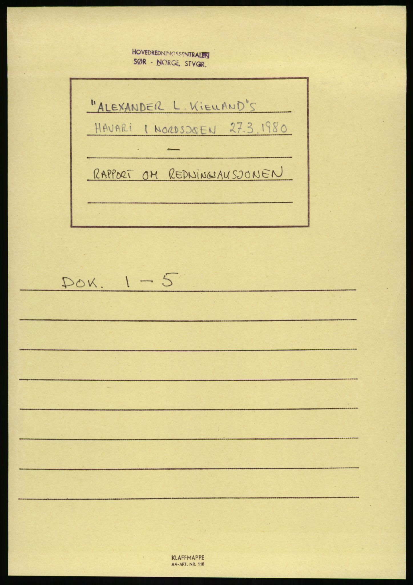 Justisdepartementet, Granskningskommisjonen ved Alexander Kielland-ulykken 27.3.1980, RA/S-1165/D/L0017: P Hjelpefartøy (Doku.liste + P1-P6 av 6)/Q Hovedredningssentralen (Q0-Q27 av 27), 1980-1981, p. 59