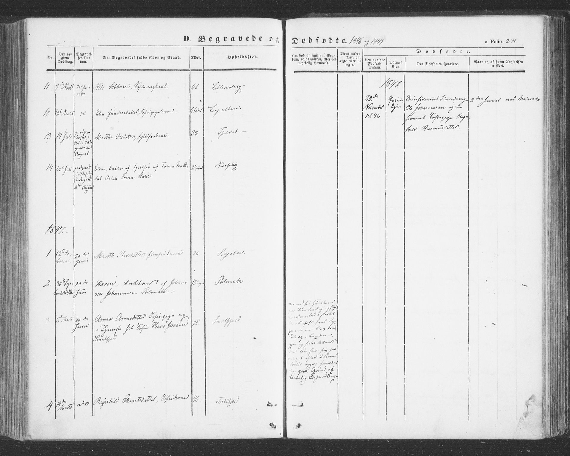 Tana sokneprestkontor, AV/SATØ-S-1334/H/Ha/L0001kirke: Parish register (official) no. 1, 1846-1861, p. 231