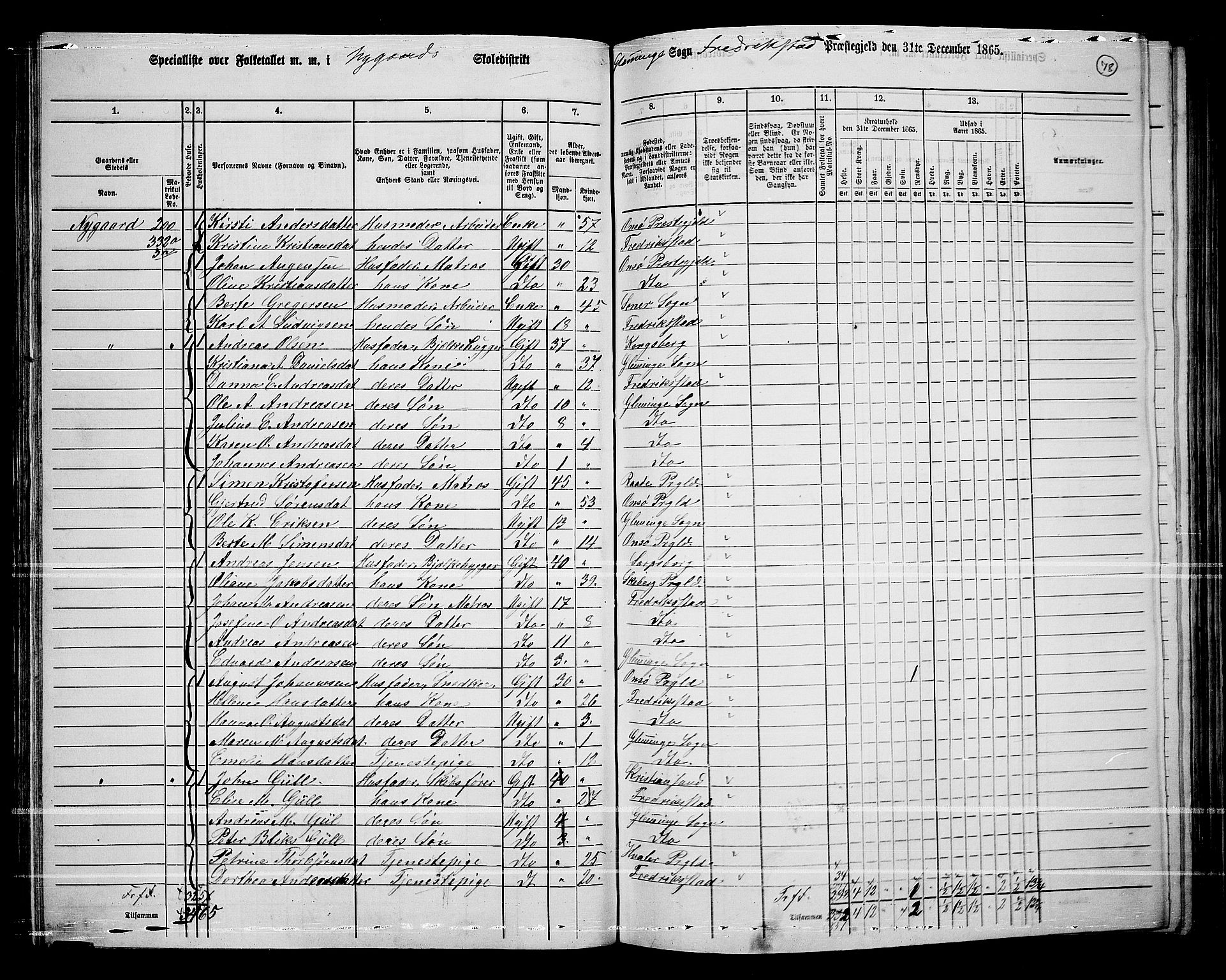 RA, 1865 census for Fredrikstad/Glemmen, 1865, p. 74