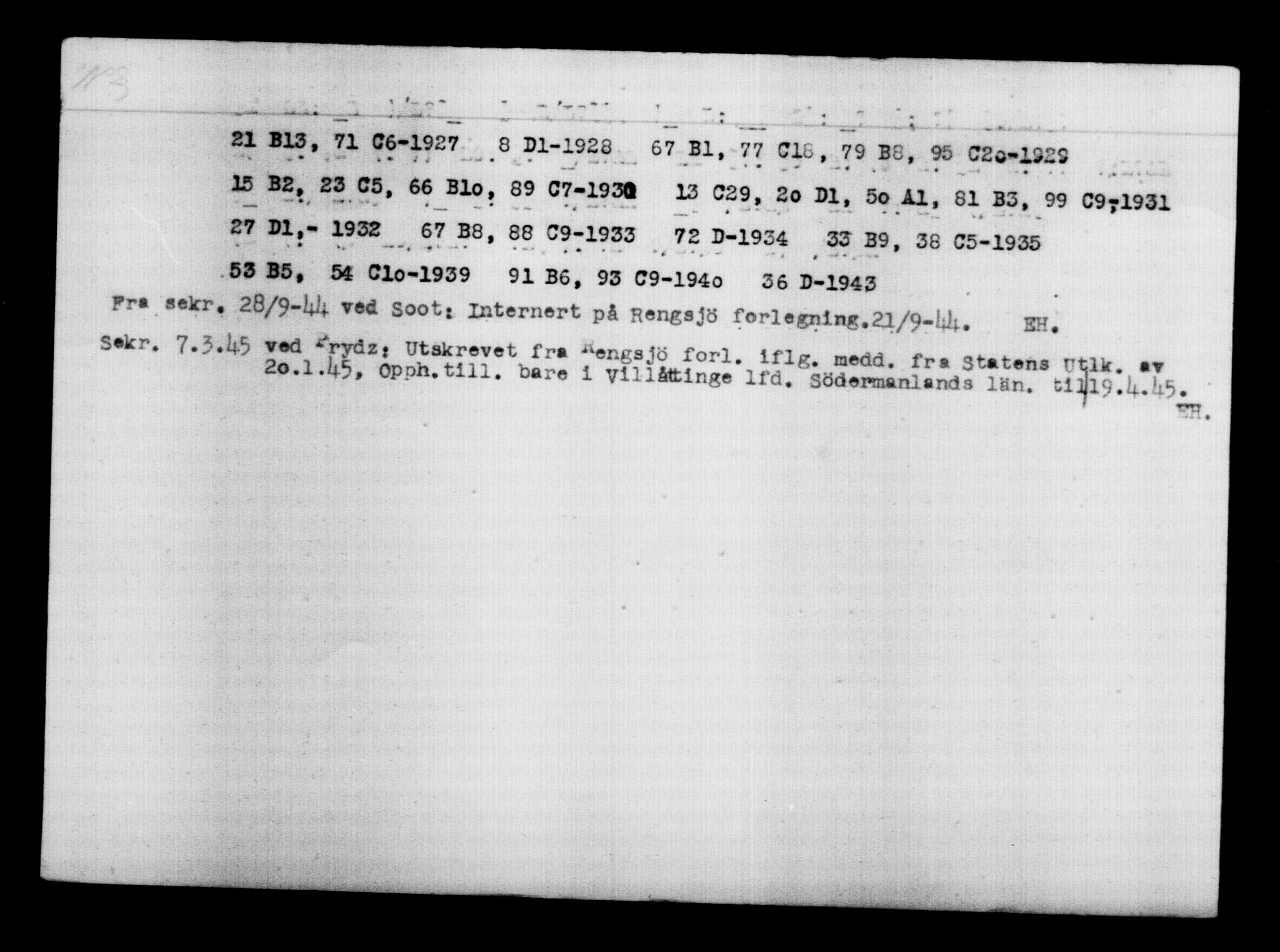 Utenriksstasjonene, Legasjonen i Stockholm, Flyktningkontoret, AV/RA-S-6753/V/Va/L0012: Kjesäterkartoteket, flyktninger med registreringsnr. 28300-31566, 1940-1945, p. 1617