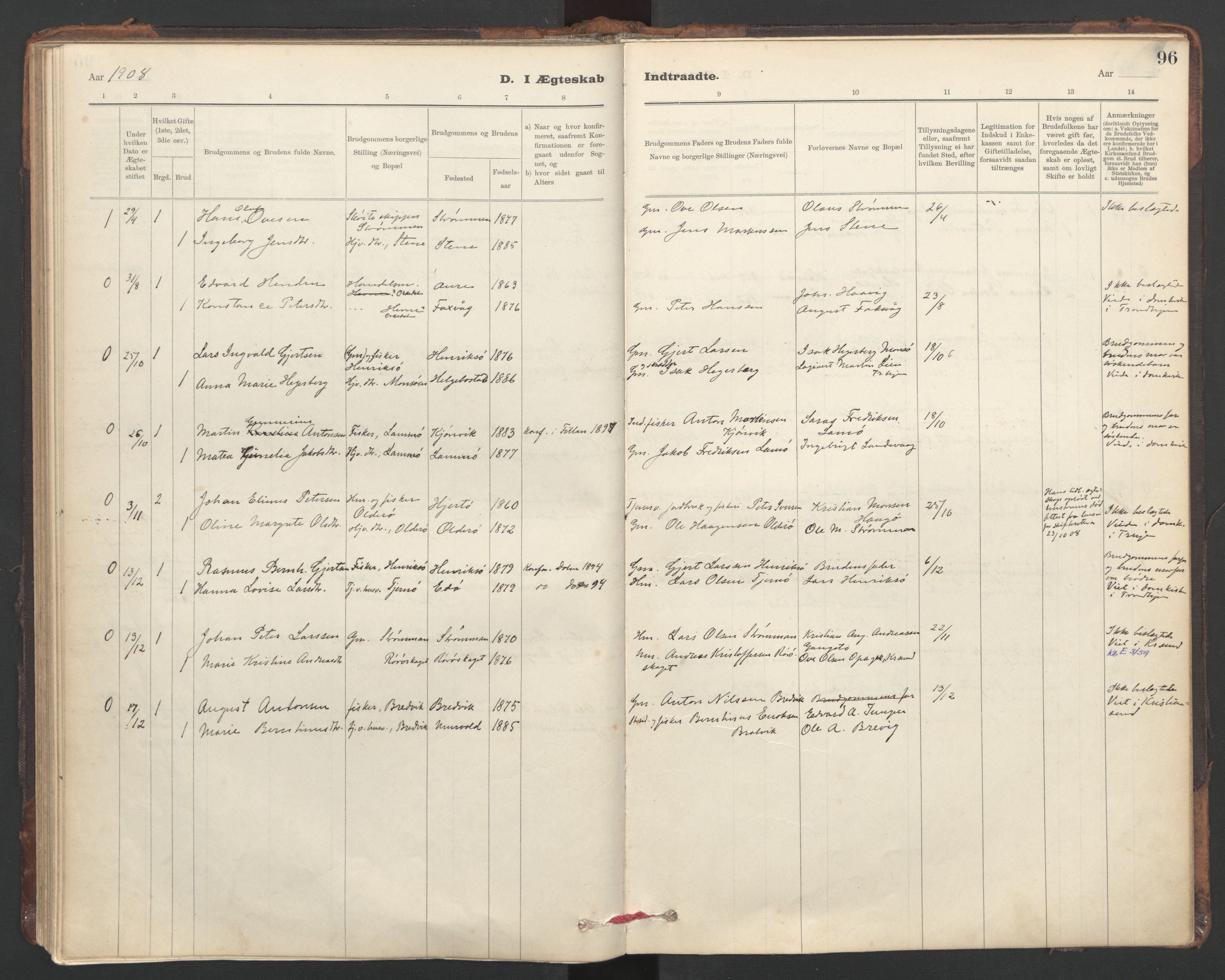 Ministerialprotokoller, klokkerbøker og fødselsregistre - Sør-Trøndelag, SAT/A-1456/635/L0552: Parish register (official) no. 635A02, 1899-1919, p. 96