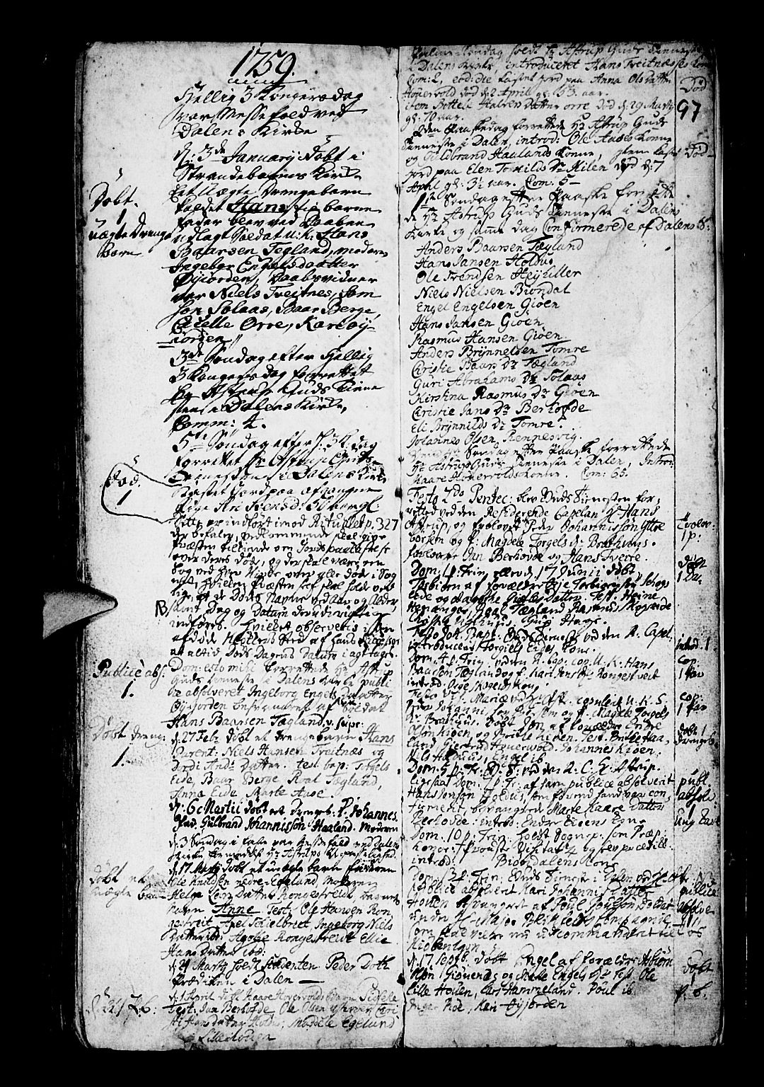 Os sokneprestembete, SAB/A-99929: Parish register (official) no. A 3, 1669-1760, p. 97