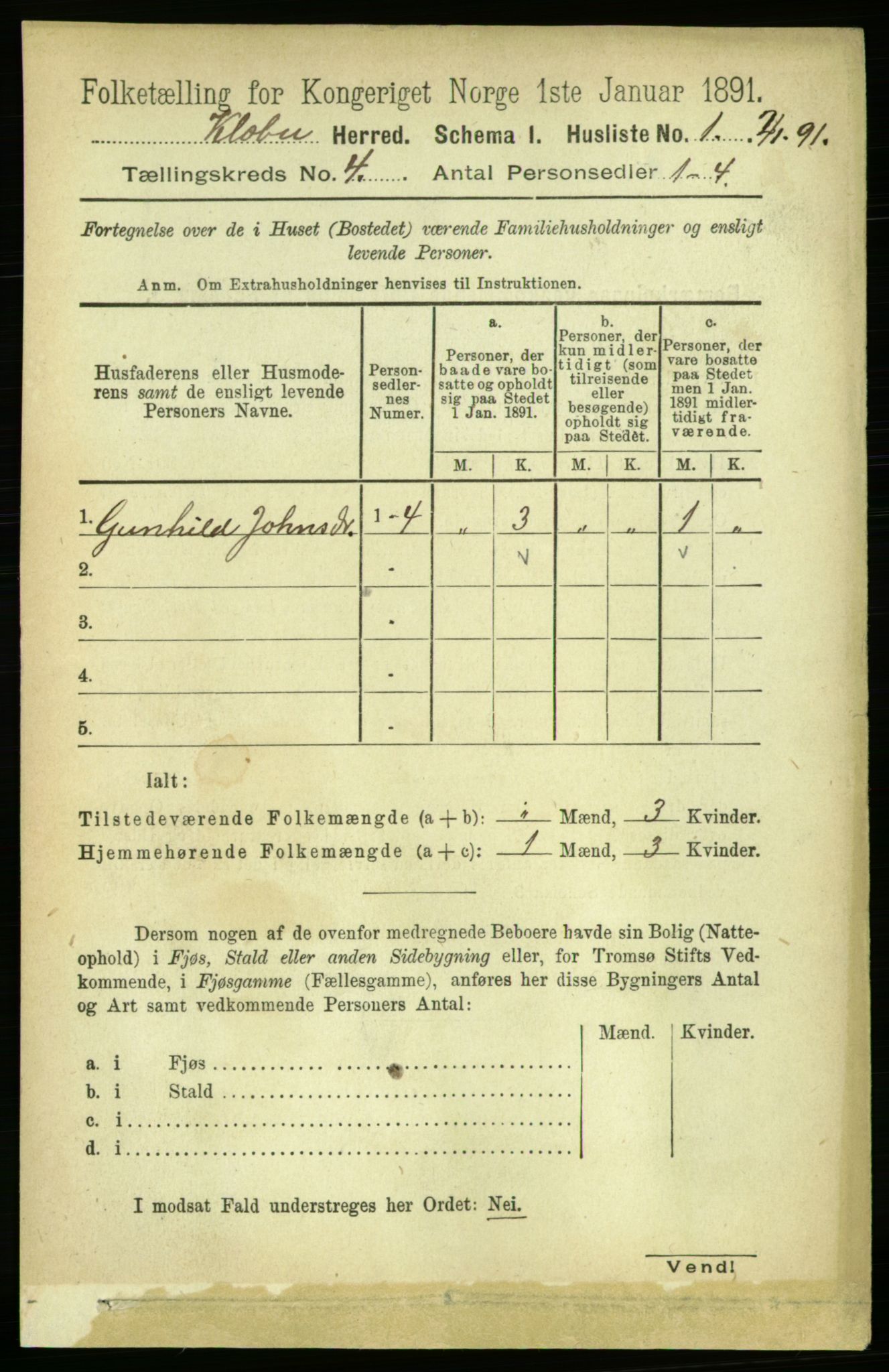 RA, 1891 census for 1662 Klæbu, 1891, p. 694