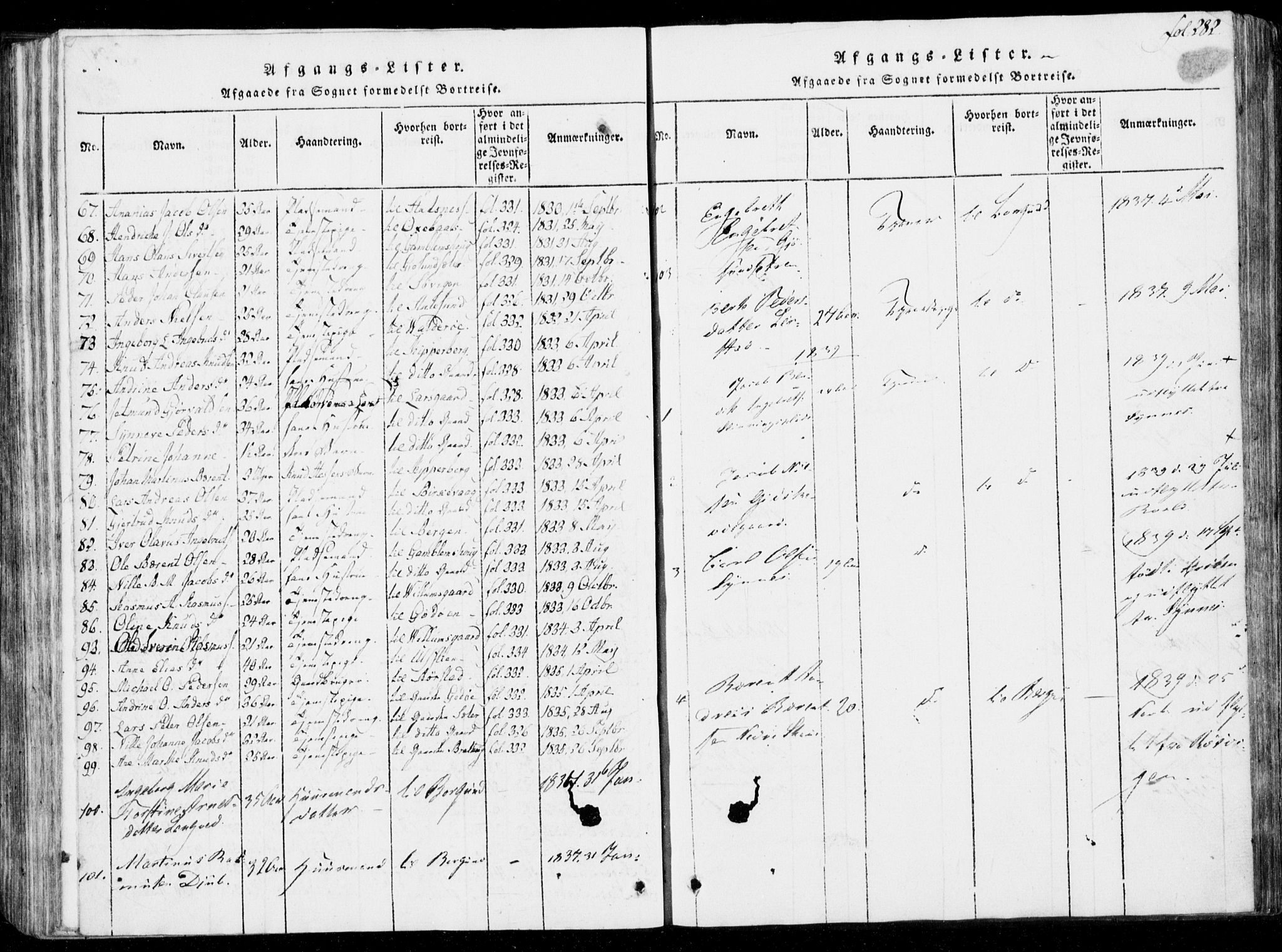Ministerialprotokoller, klokkerbøker og fødselsregistre - Møre og Romsdal, SAT/A-1454/537/L0517: Parish register (official) no. 537A01, 1818-1862, p. 282
