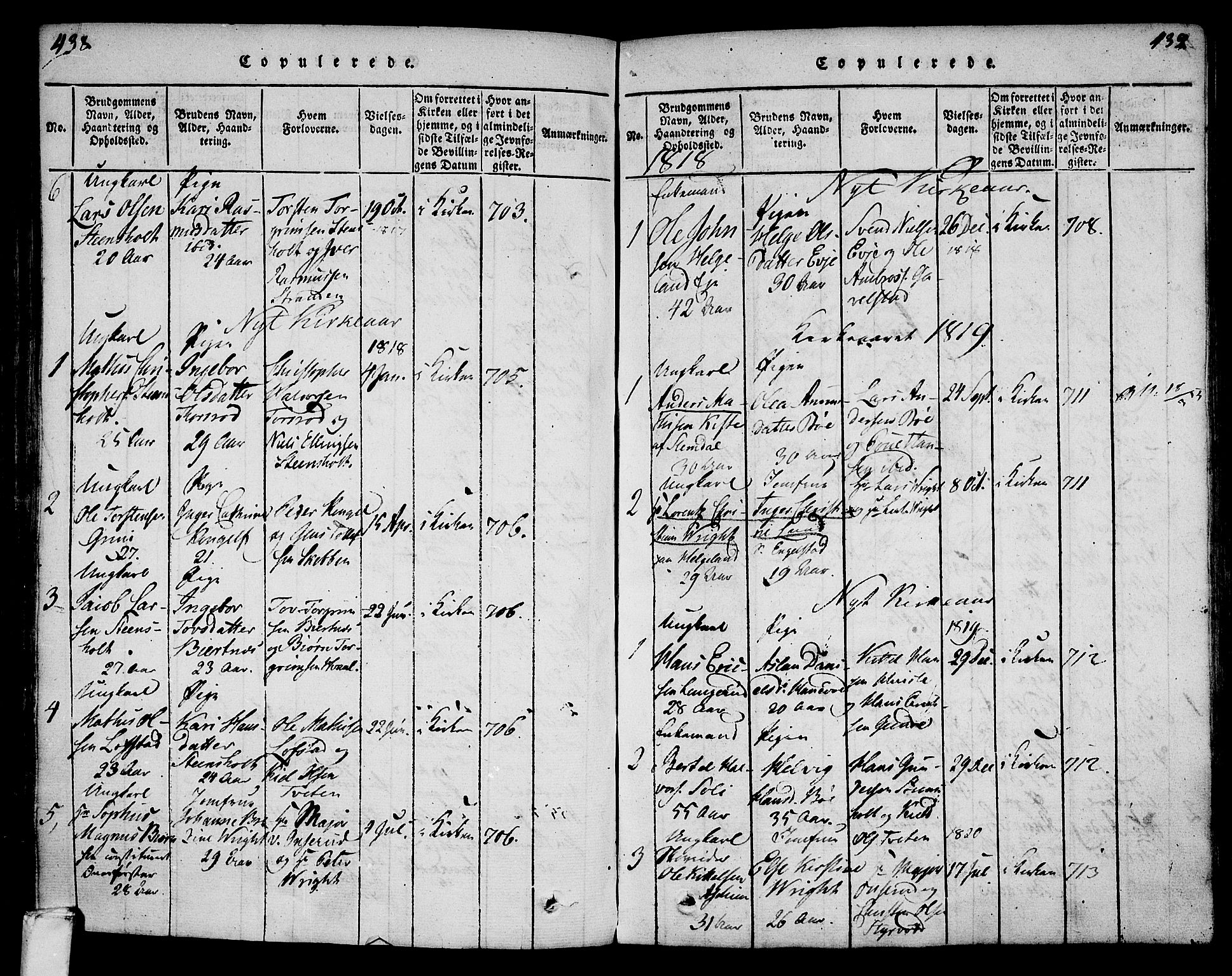 Lardal kirkebøker, AV/SAKO-A-350/F/Fa/L0005: Parish register (official) no. I 5, 1814-1835, p. 438-439