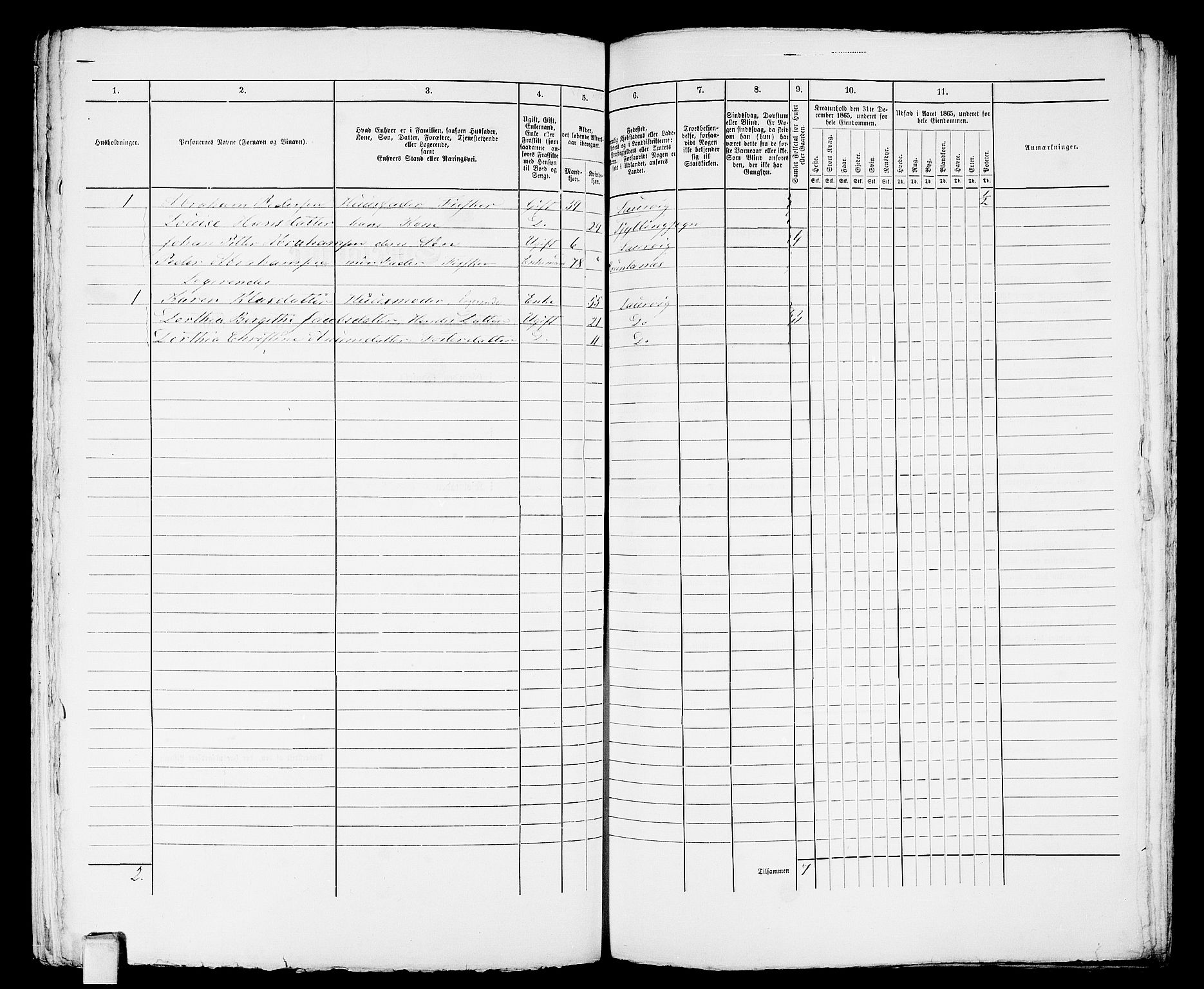 RA, 1865 census for Larvik, 1865, p. 919