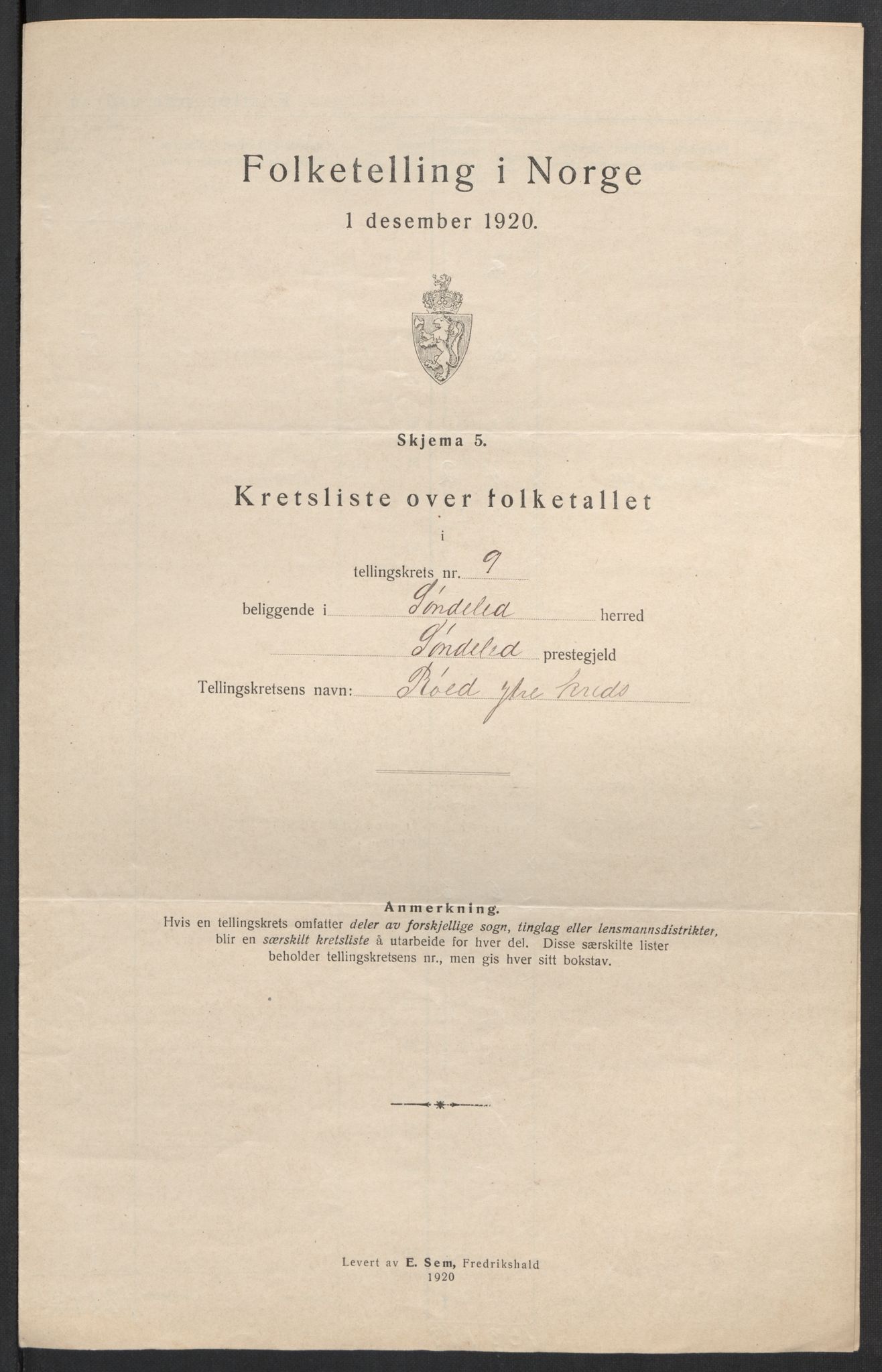 SAK, 1920 census for Søndeled, 1920, p. 30