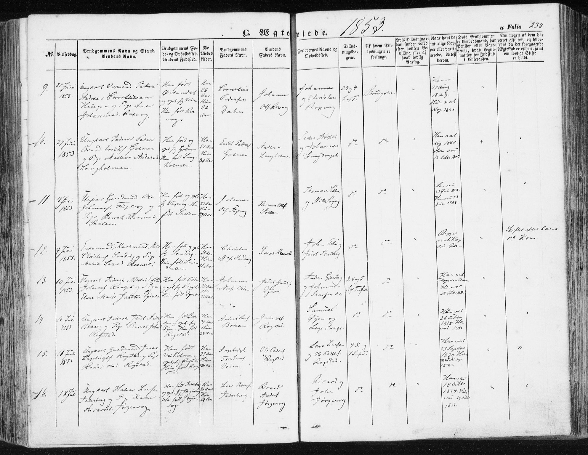 Ministerialprotokoller, klokkerbøker og fødselsregistre - Møre og Romsdal, AV/SAT-A-1454/581/L0937: Parish register (official) no. 581A05, 1853-1872, p. 238