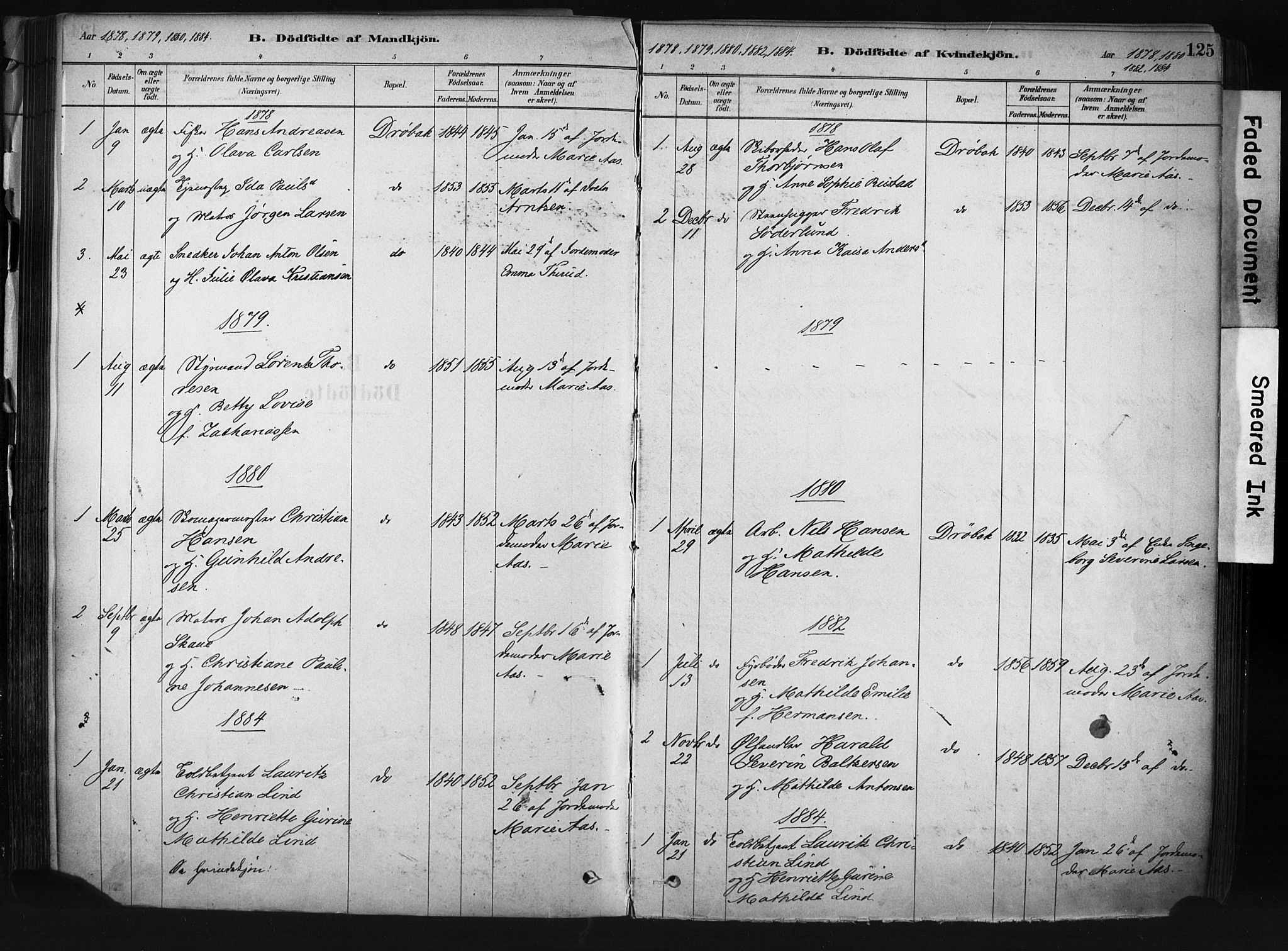 Drøbak prestekontor Kirkebøker, AV/SAO-A-10142a/F/Fb/L0001: Parish register (official) no. II 1, 1878-1891, p. 125