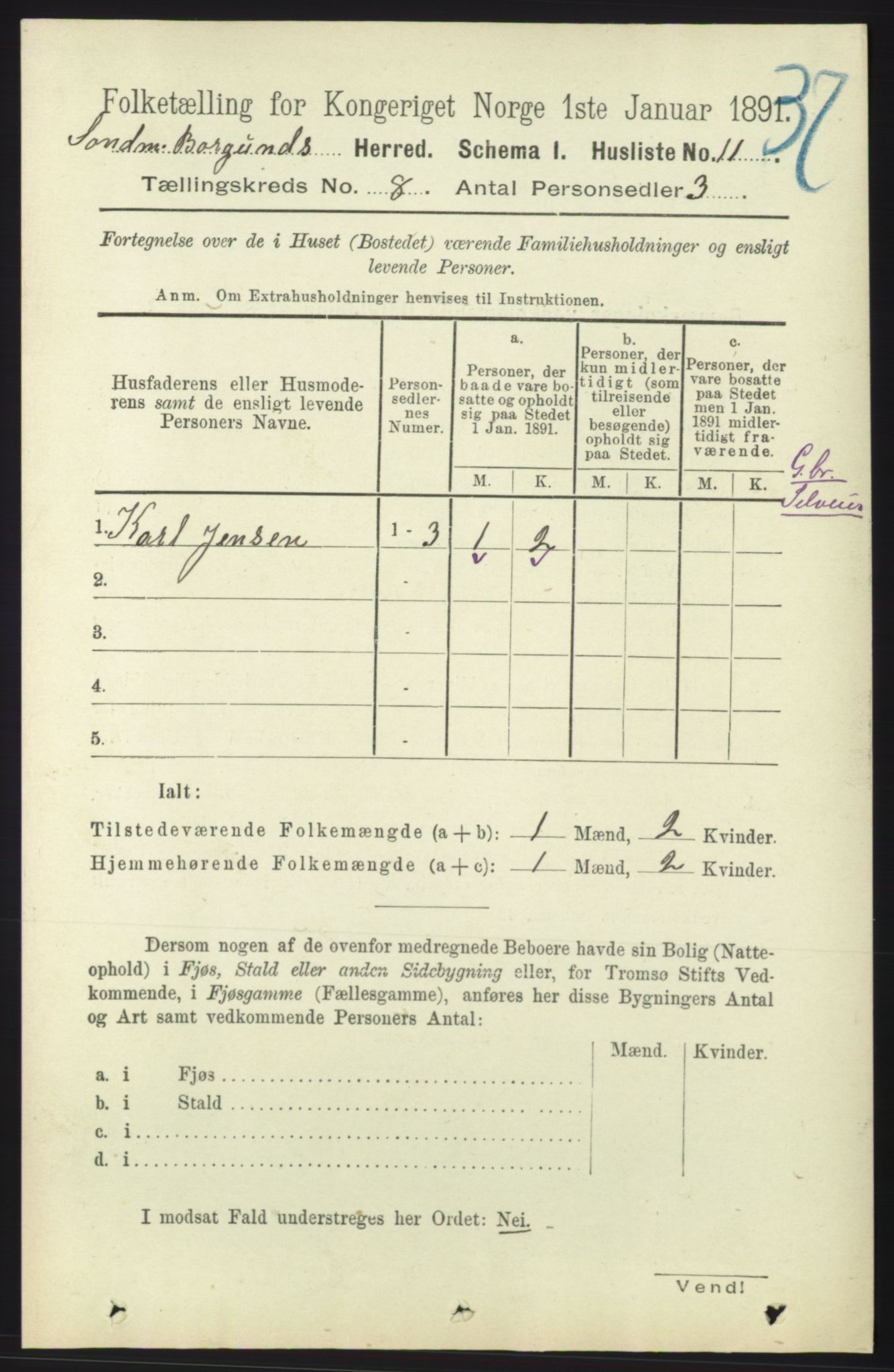 RA, 1891 census for 1531 Borgund, 1891, p. 2117