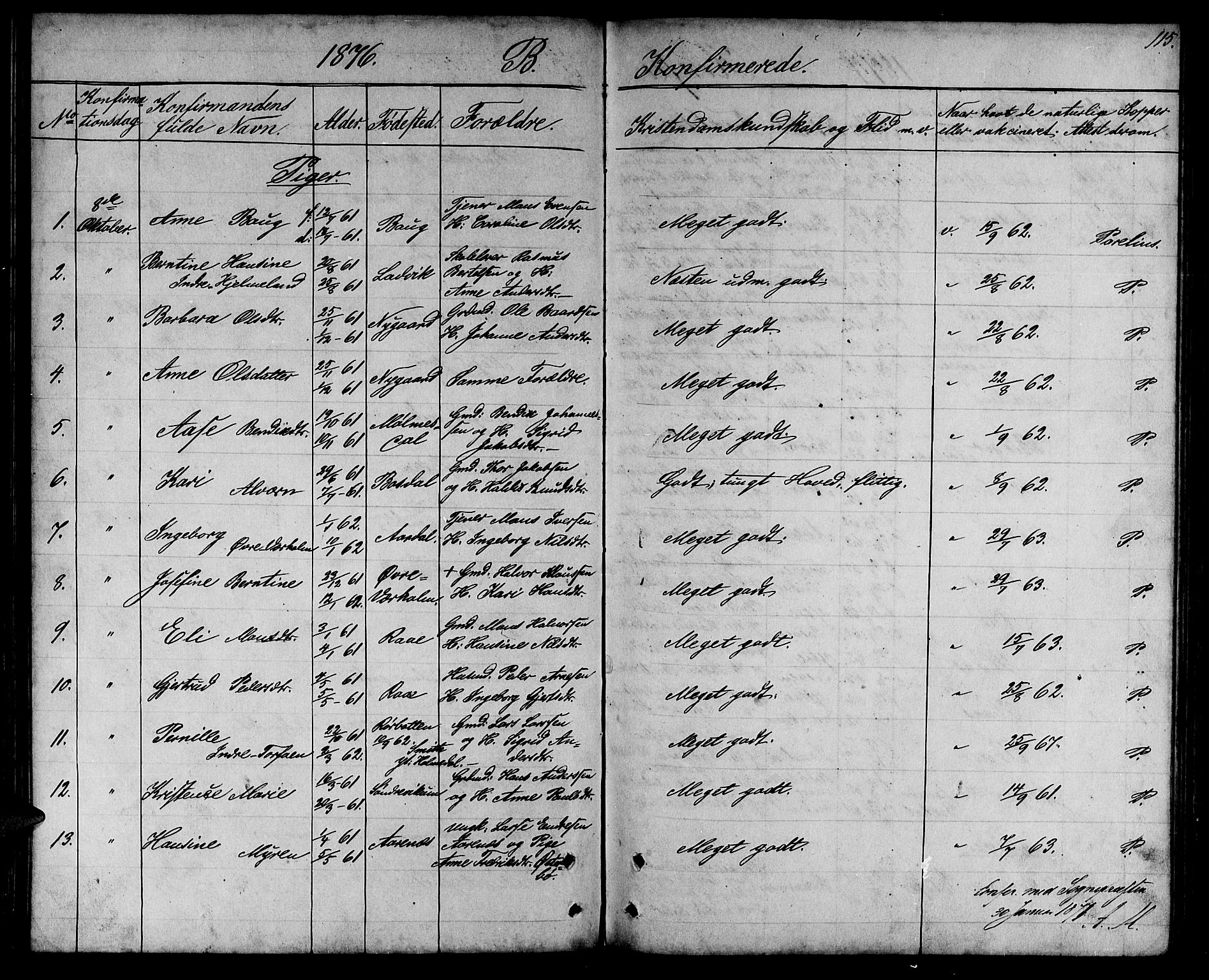 Lavik sokneprestembete, SAB/A-80901: Parish register (copy) no. A 1, 1854-1881, p. 115
