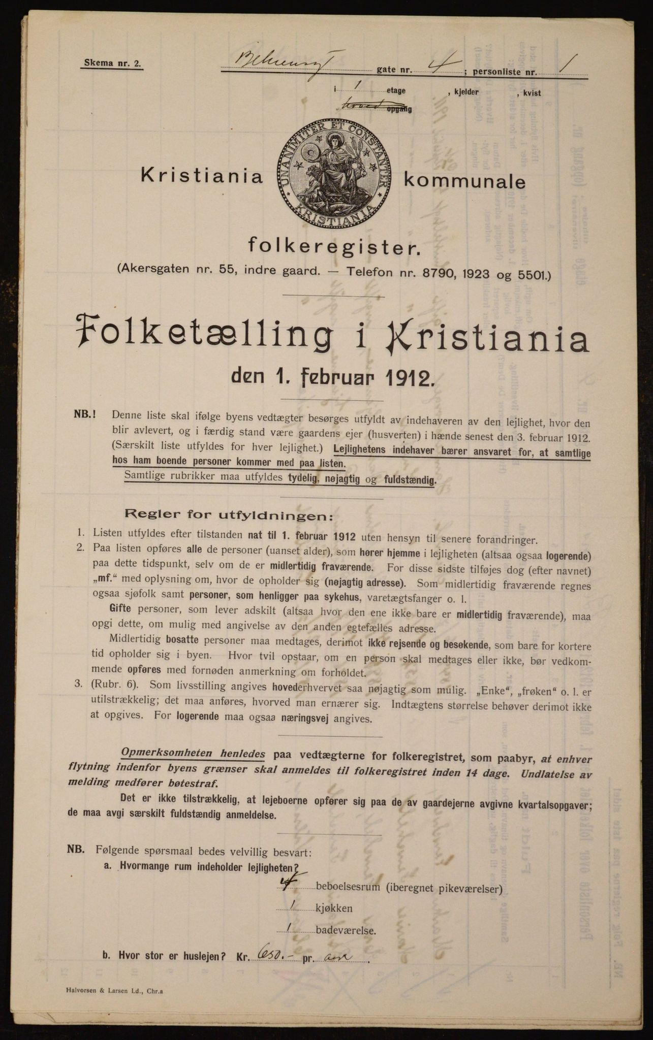 OBA, Municipal Census 1912 for Kristiania, 1912, p. 3277