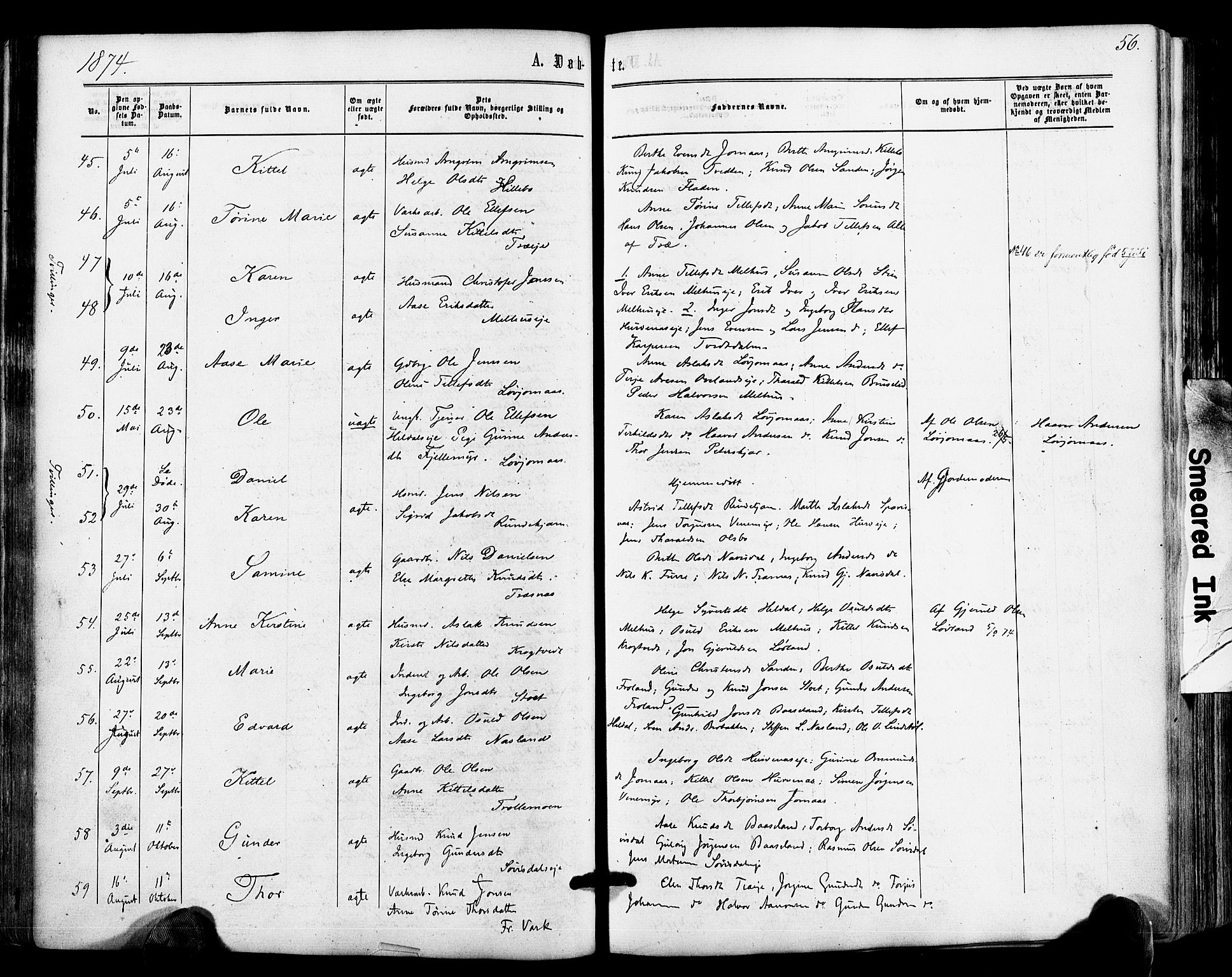 Froland sokneprestkontor, SAK/1111-0013/F/Fa/L0003: Parish register (official) no. A 3, 1864-1881, p. 56