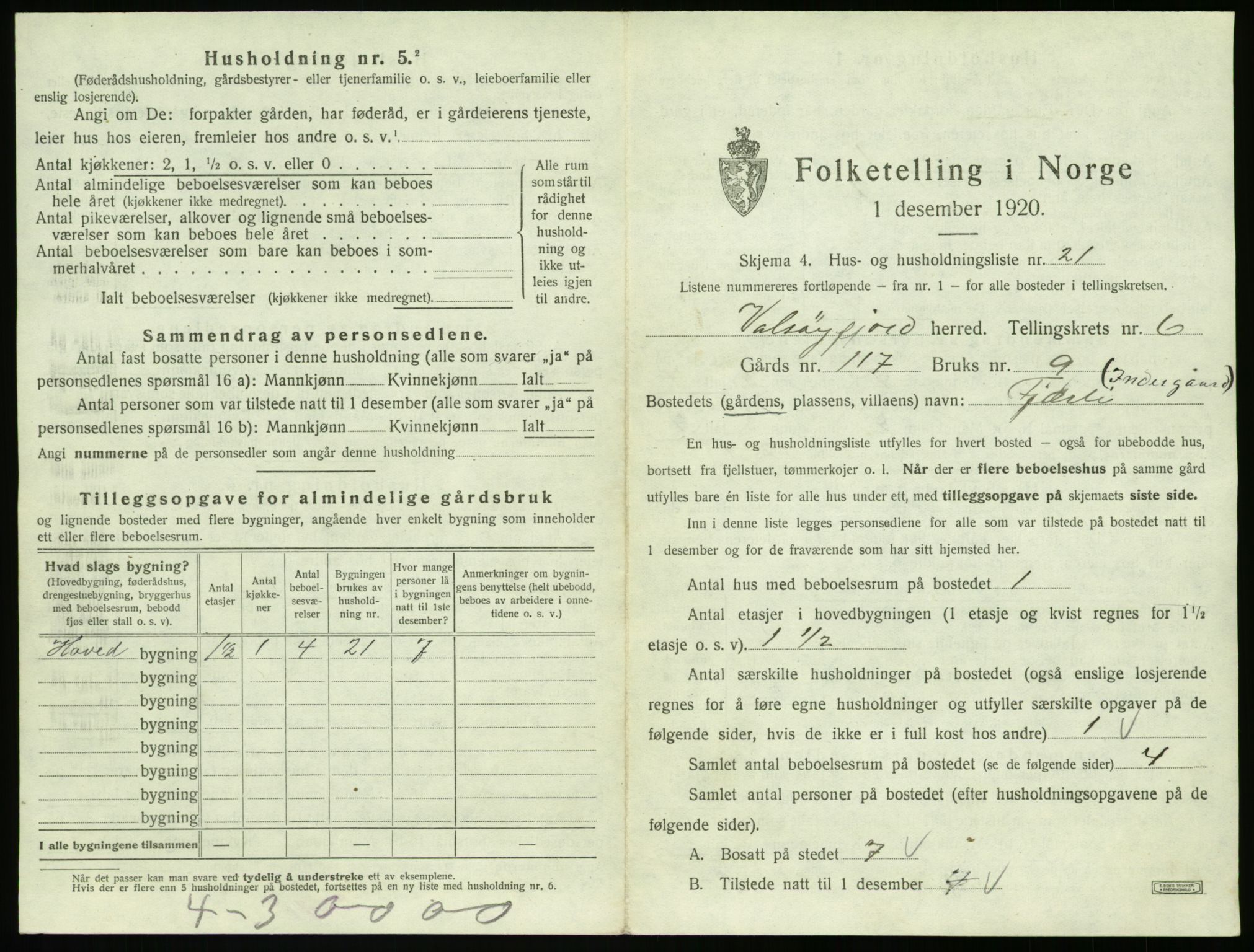 SAT, 1920 census for Valsøyfjord, 1920, p. 435