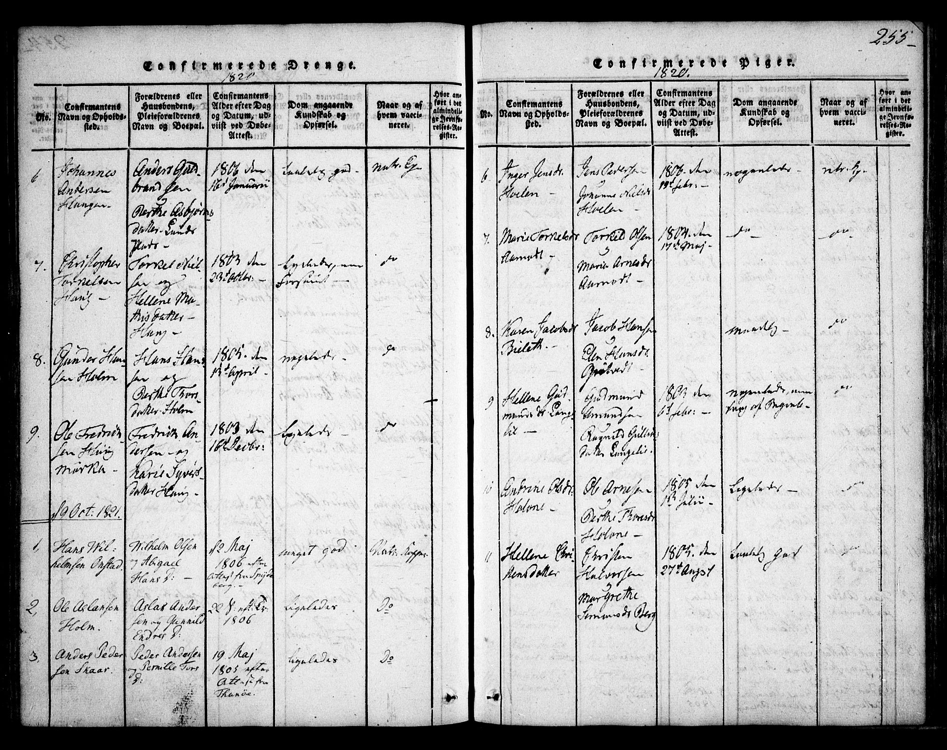 Skiptvet prestekontor Kirkebøker, SAO/A-20009/F/Fa/L0005: Parish register (official) no. 5, 1814-1838, p. 255