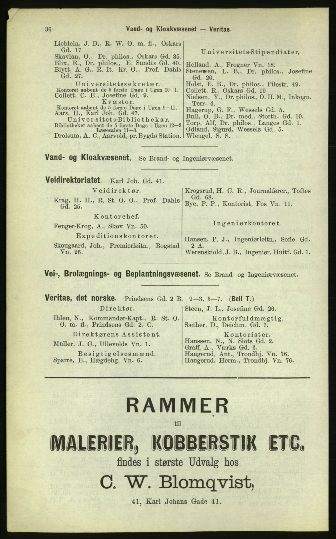 Kristiania/Oslo adressebok, PUBL/-, 1884, p. 36