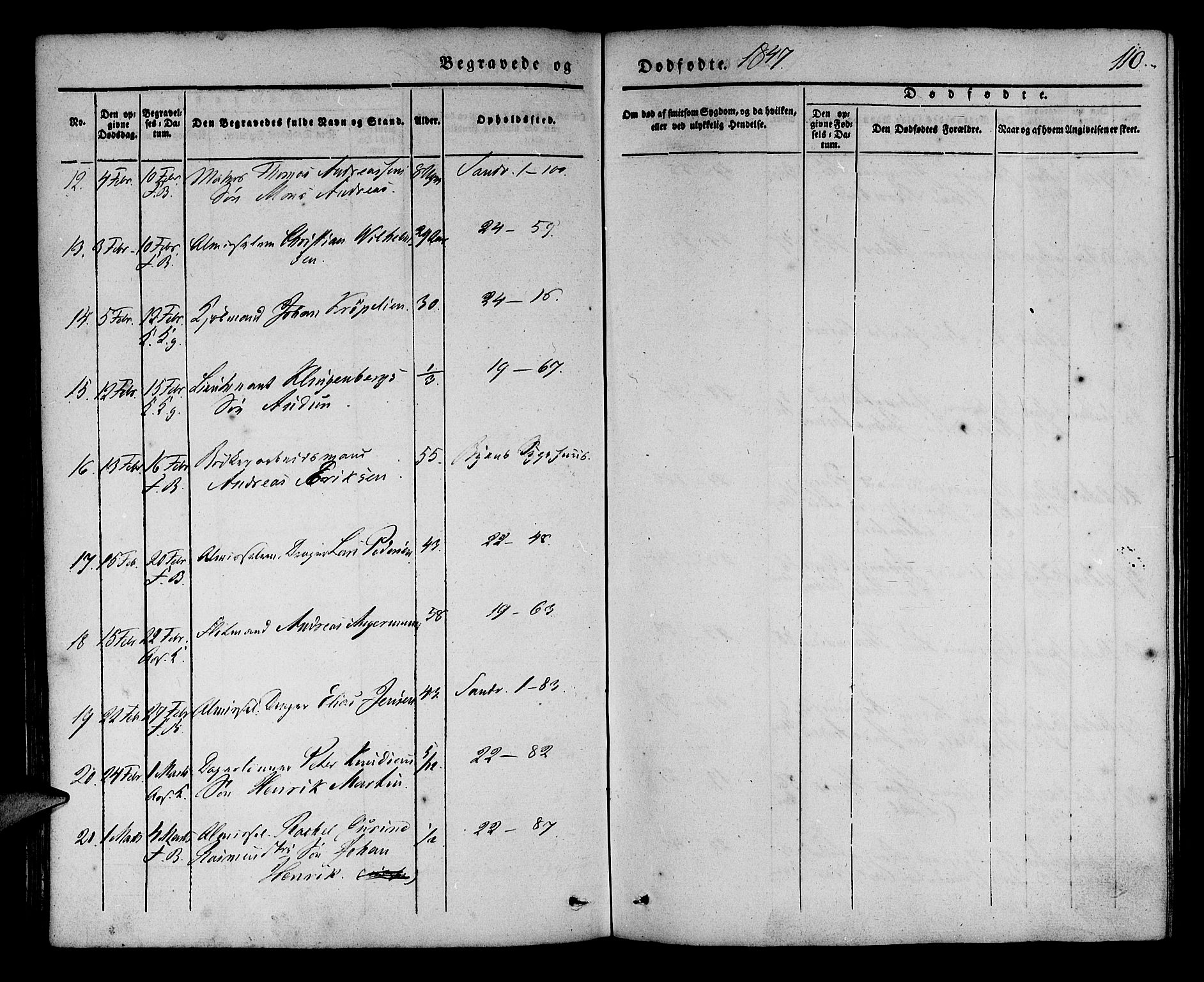 Korskirken sokneprestembete, SAB/A-76101/H/Haa/L0043: Parish register (official) no. E 1, 1834-1848, p. 110