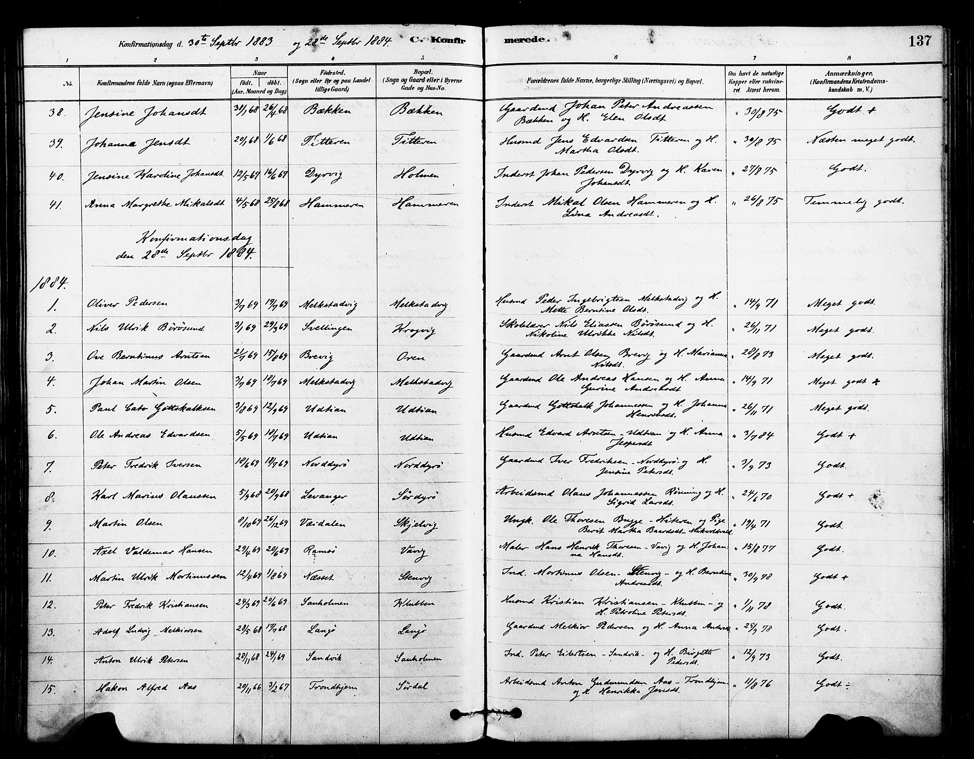 Ministerialprotokoller, klokkerbøker og fødselsregistre - Sør-Trøndelag, SAT/A-1456/640/L0578: Parish register (official) no. 640A03, 1879-1889, p. 137