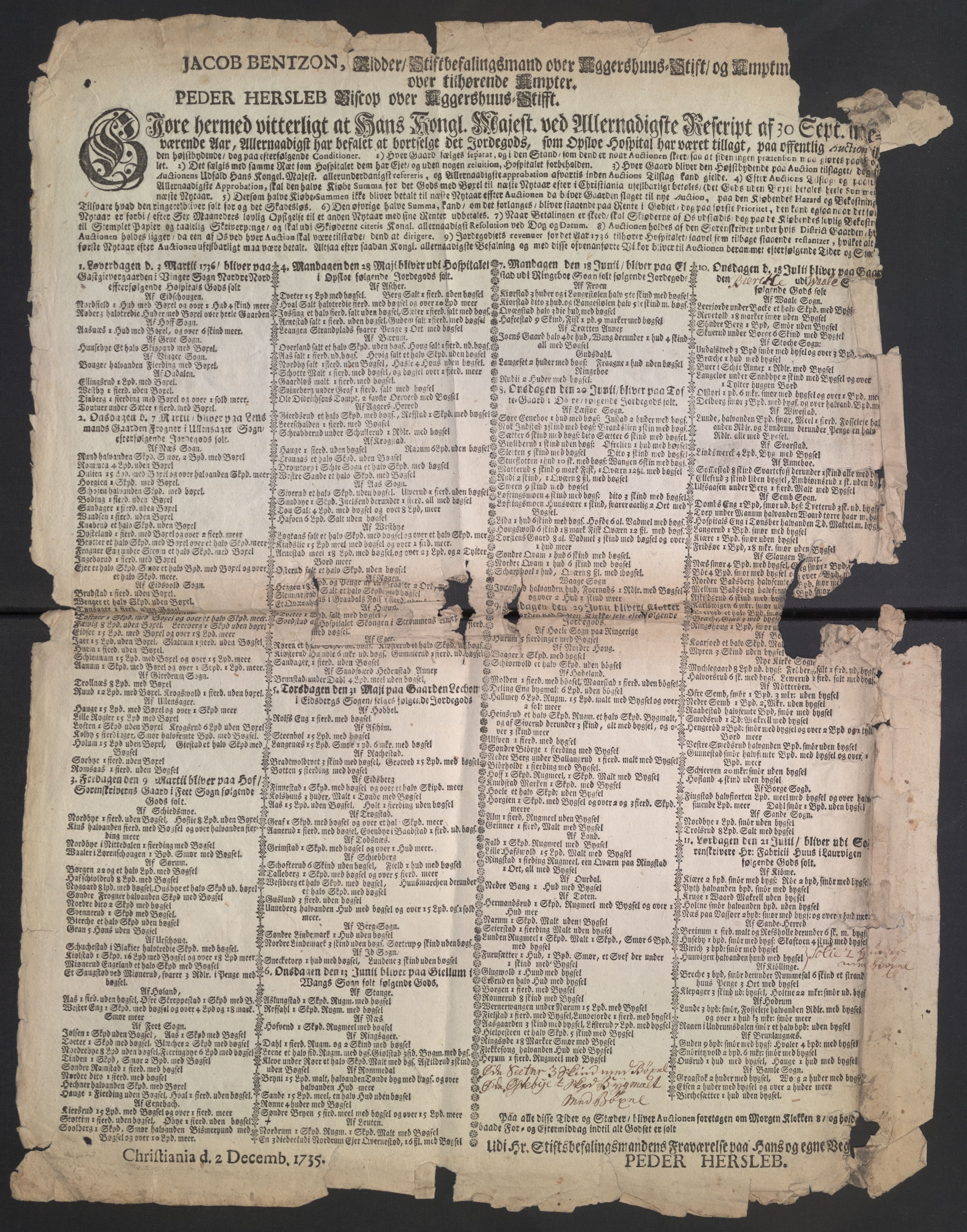 Oslo stiftsdireksjon, AV/SAO-A-11085/K/Kb/L0003/0002: Oslo Hospital / Auksjoner over Hospitalets eiendommer: Forpaktningen av plasser, tomter m.v., 1736-1737, p. 26