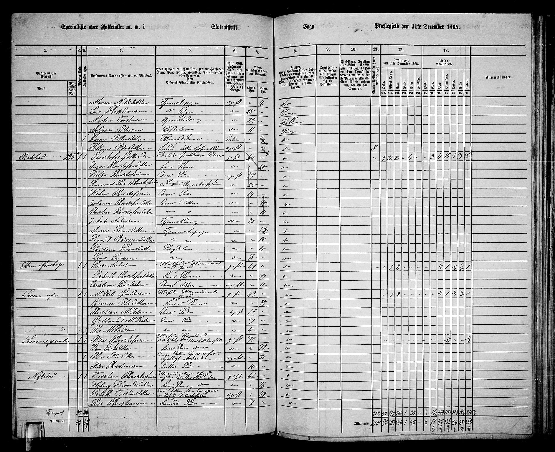 RA, 1865 census for Vang/Vang og Furnes, 1865, p. 277