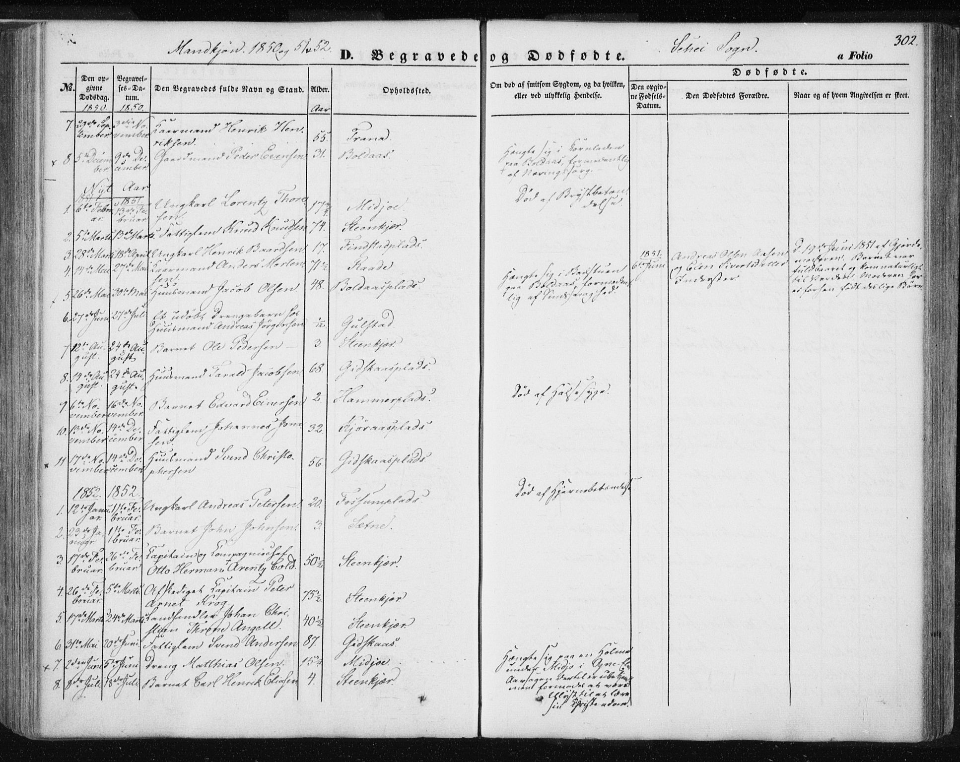 Ministerialprotokoller, klokkerbøker og fødselsregistre - Nord-Trøndelag, SAT/A-1458/735/L0342: Parish register (official) no. 735A07 /2, 1849-1862, p. 302