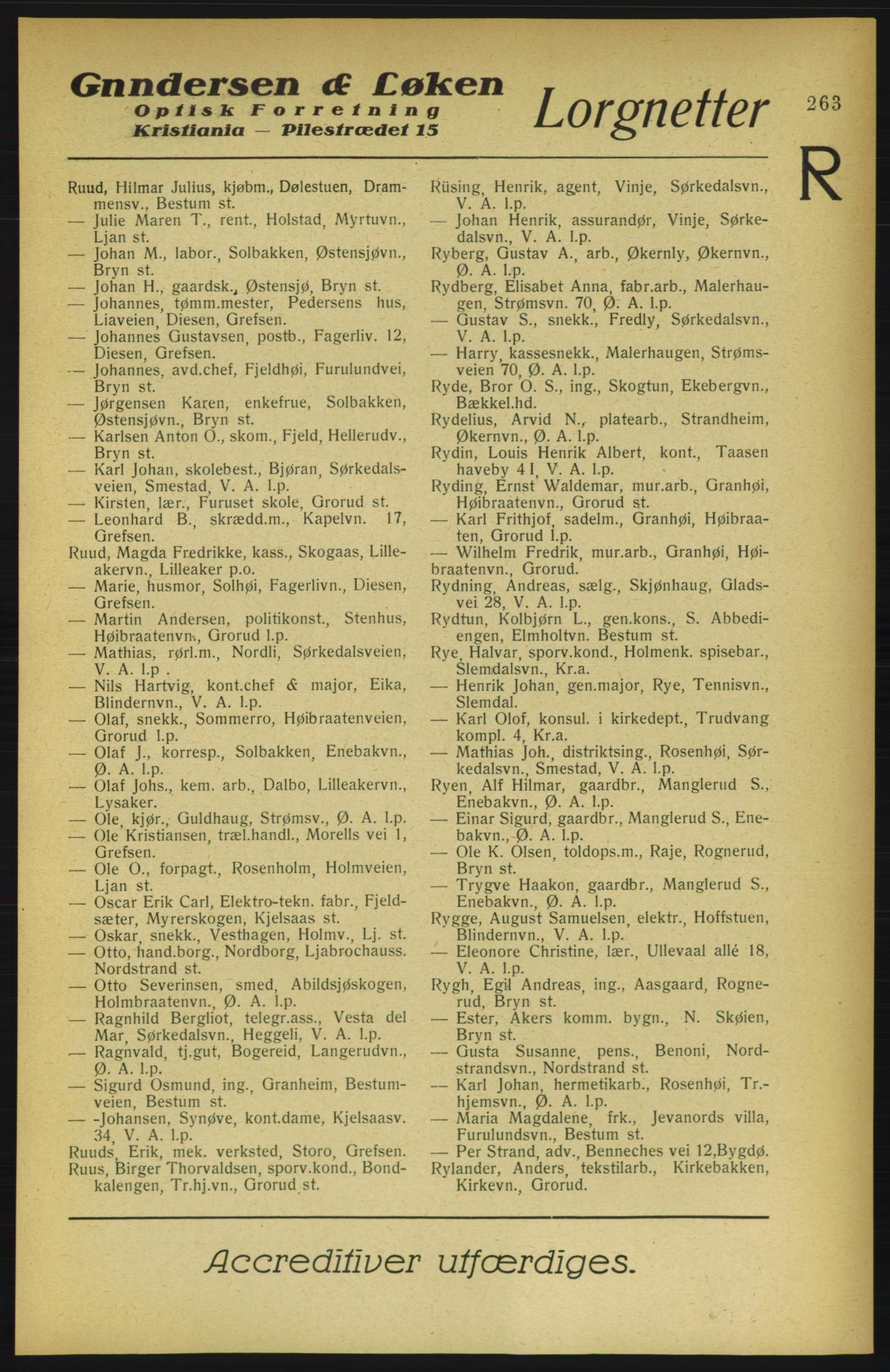 Aker adressebok/adressekalender, PUBL/001/A/002: Akers adressekalender, 1922, p. 263
