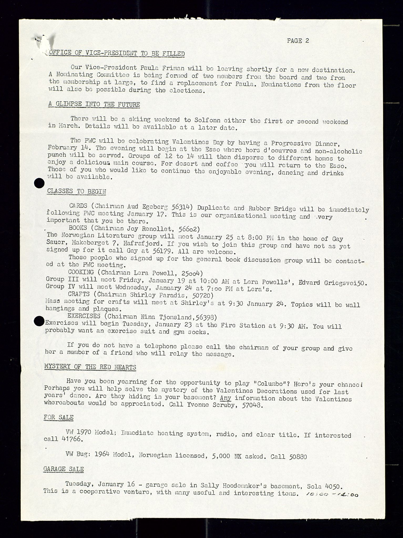 PA 1547 - Petroleum Wives Club, AV/SAST-A-101974/X/Xa/L0001: Newsletters (1971-1978)/radiointervjuer på kasett (1989-1992), 1970-1978