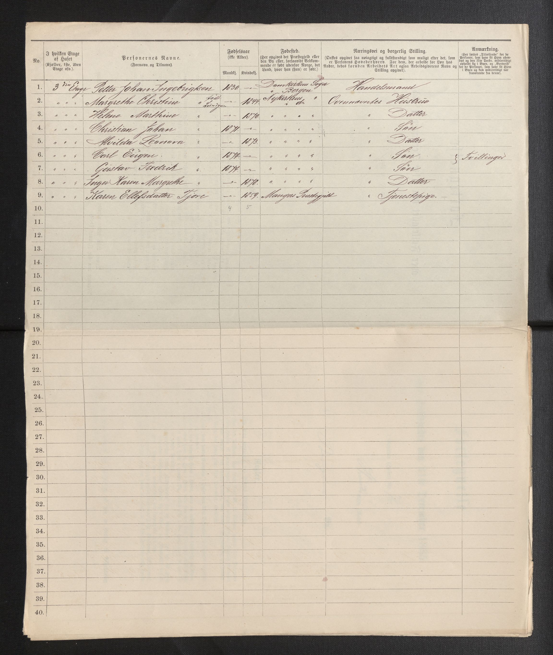 SAB, 1885 census for 1301 Bergen, 1885, p. 6507