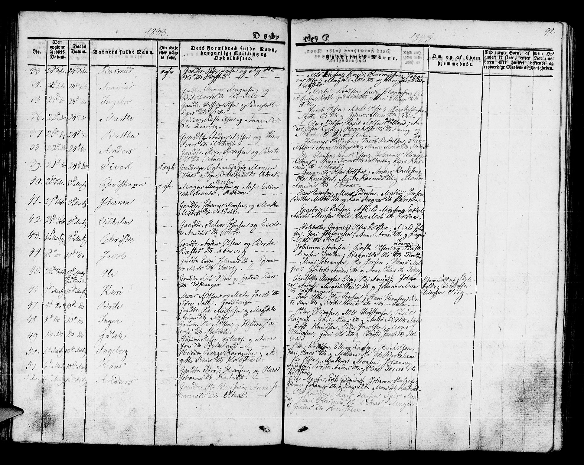 Manger sokneprestembete, AV/SAB-A-76801/H/Haa: Parish register (official) no. A 4, 1824-1838, p. 92