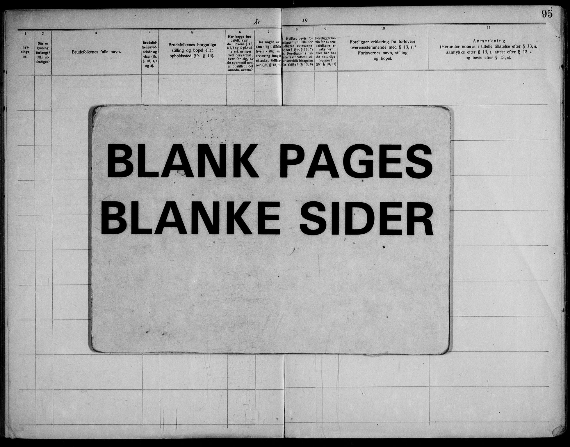 Hole kirkebøker, AV/SAKO-A-228/H/Ha/L0004: Banns register no. 4, 1919-1960, p. 95