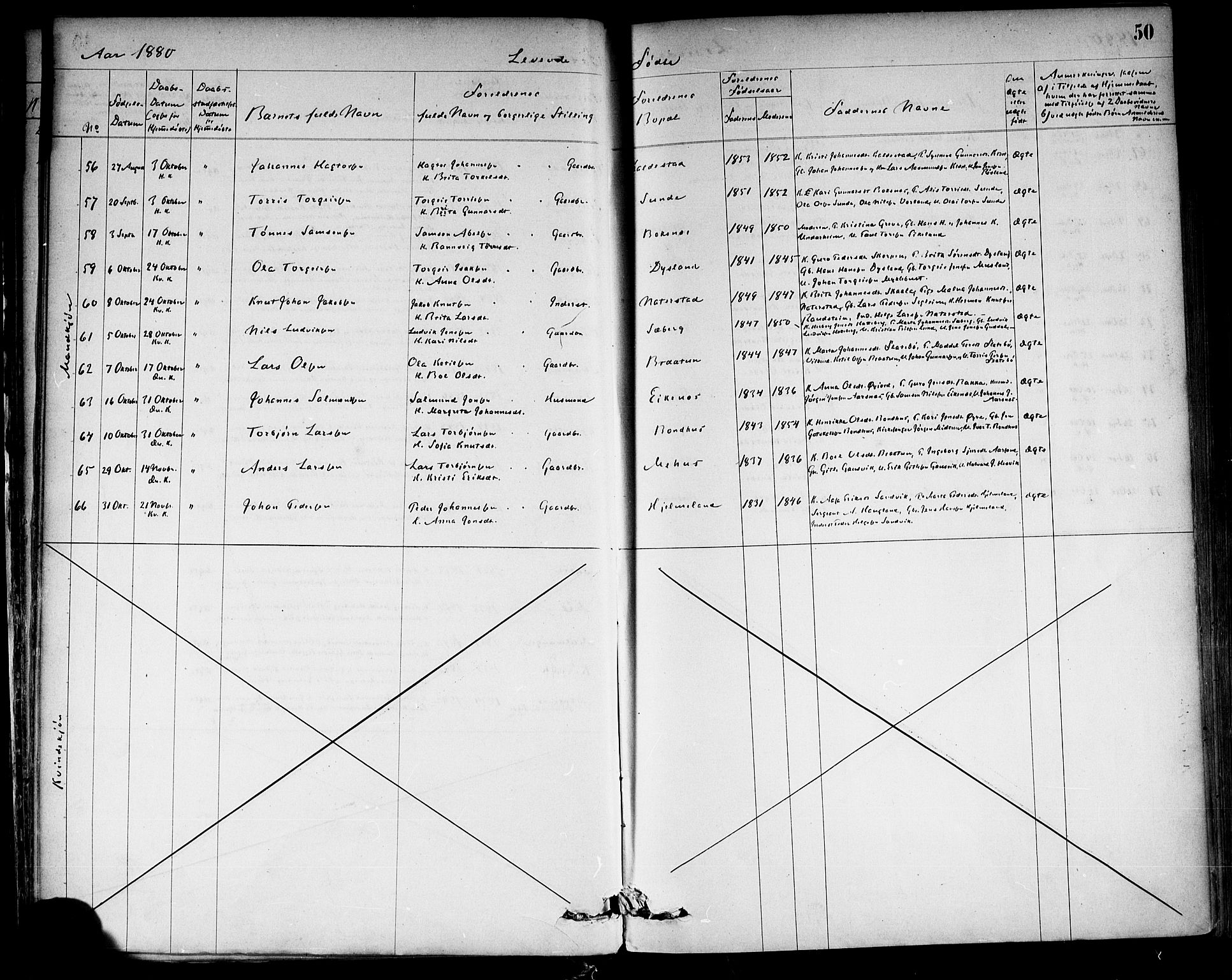 Kvinnherad sokneprestembete, AV/SAB-A-76401/H/Haa: Parish register (official) no. A 9, 1873-1886, p. 50