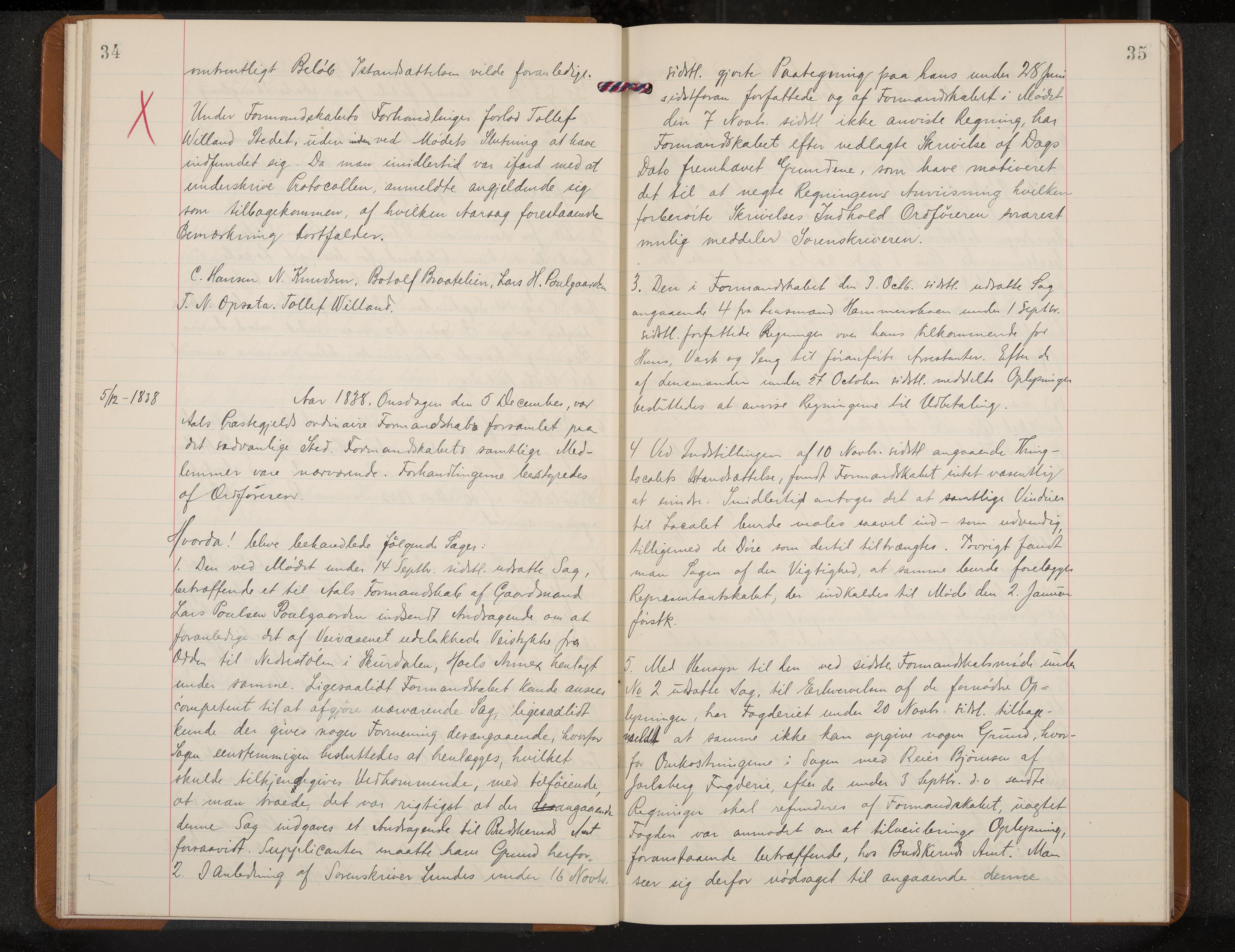 Ål formannskap og sentraladministrasjon, IKAK/0619021/A/Aa/L0001: Utskrift av møtebok, 1838-1845, p. 34-35