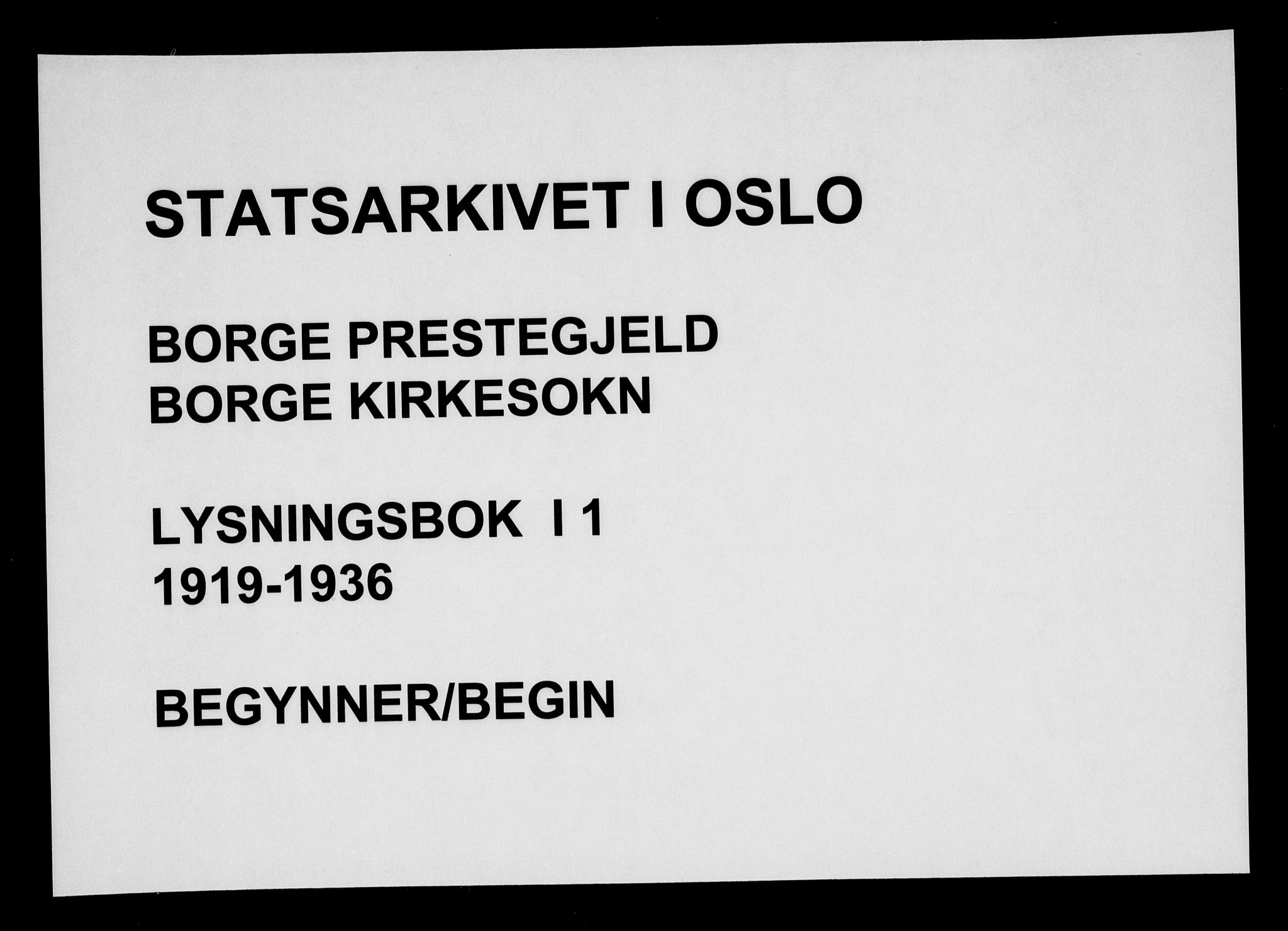 Borge prestekontor Kirkebøker, SAO/A-10903/H/Ha/L0001: Banns register no. I 1, 1919-1936