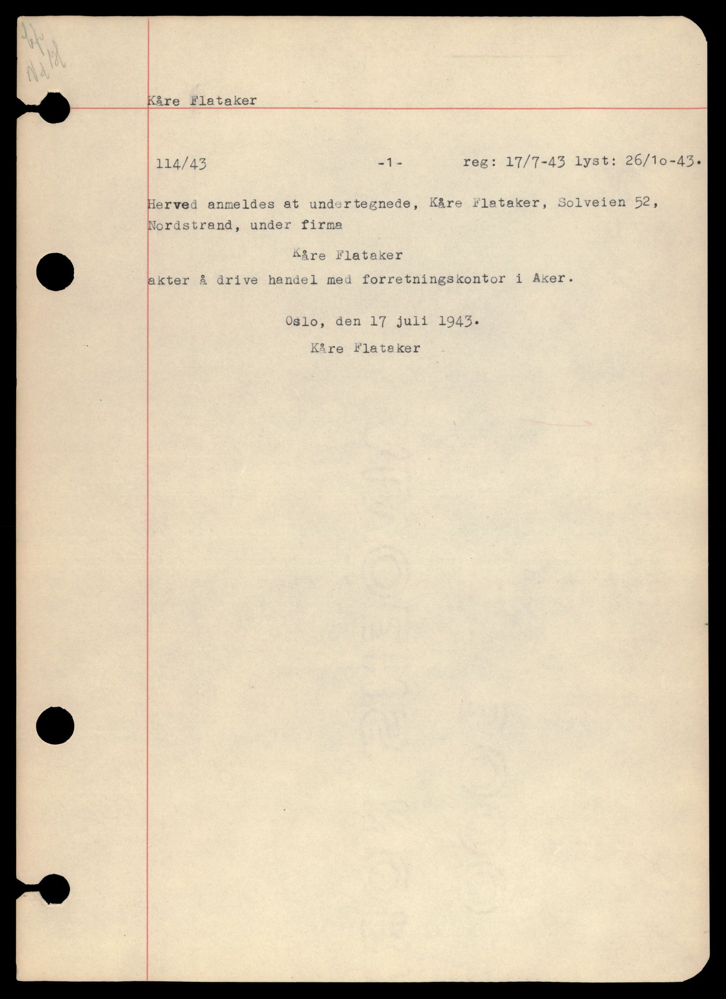 Oslo byfogd, Handelsregisteret, AV/SAT-A-10867/G/Gb/Gba/L0022: Enkeltmannsforetak, Ka-Kjek, 1944-1990