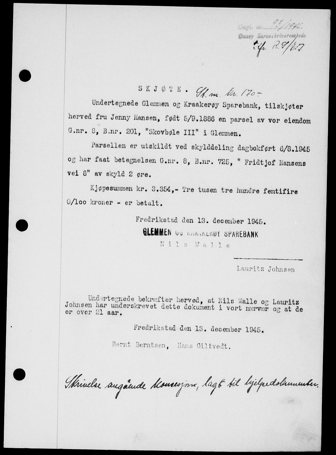 Onsøy sorenskriveri, SAO/A-10474/G/Ga/Gab/L0015: Mortgage book no. II A-15, 1945-1946, Diary no: : 93/1946