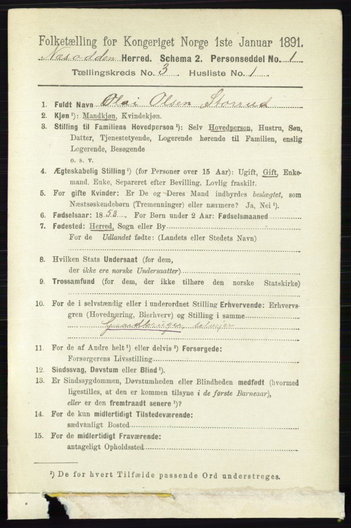 RA, 1891 census for 0216 Nesodden, 1891, p. 1063