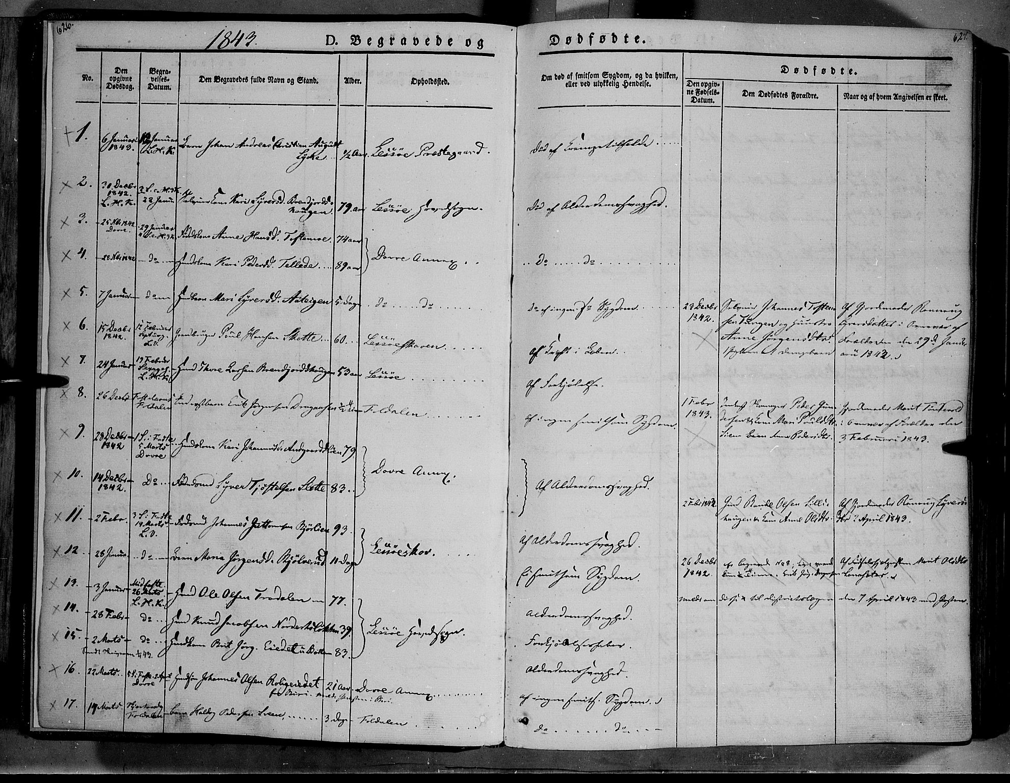 Lesja prestekontor, SAH/PREST-068/H/Ha/Haa/L0006: Parish register (official) no. 6B, 1843-1854, p. 626-627