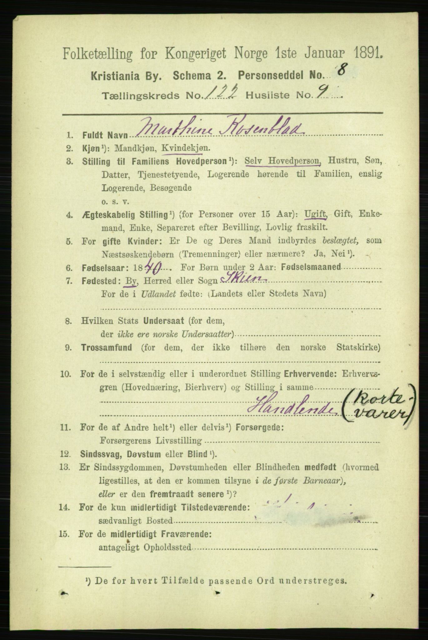 RA, 1891 census for 0301 Kristiania, 1891, p. 65002