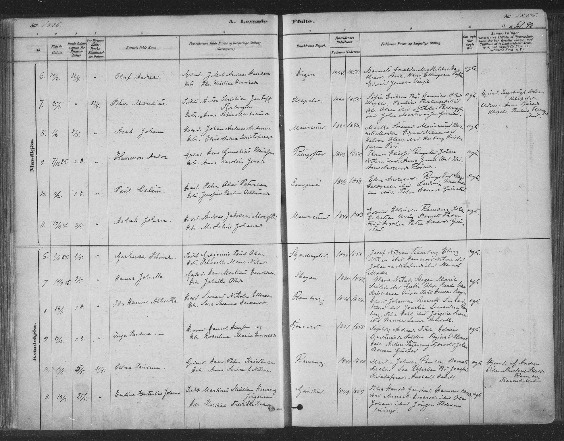 Ministerialprotokoller, klokkerbøker og fødselsregistre - Nordland, AV/SAT-A-1459/891/L1302: Parish register (official) no. 891A07, 1878-1895, p. 92