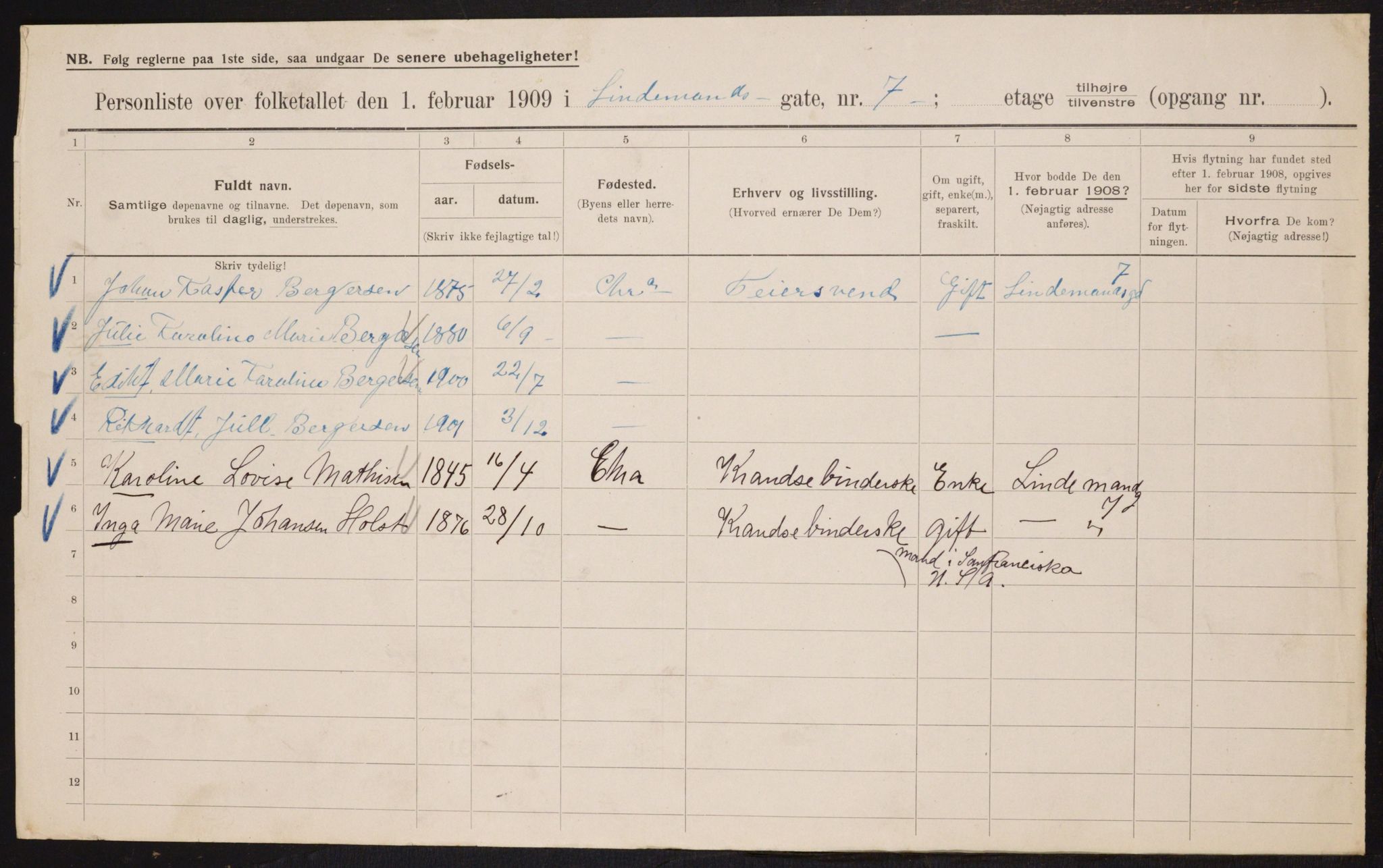 OBA, Municipal Census 1909 for Kristiania, 1909, p. 52597