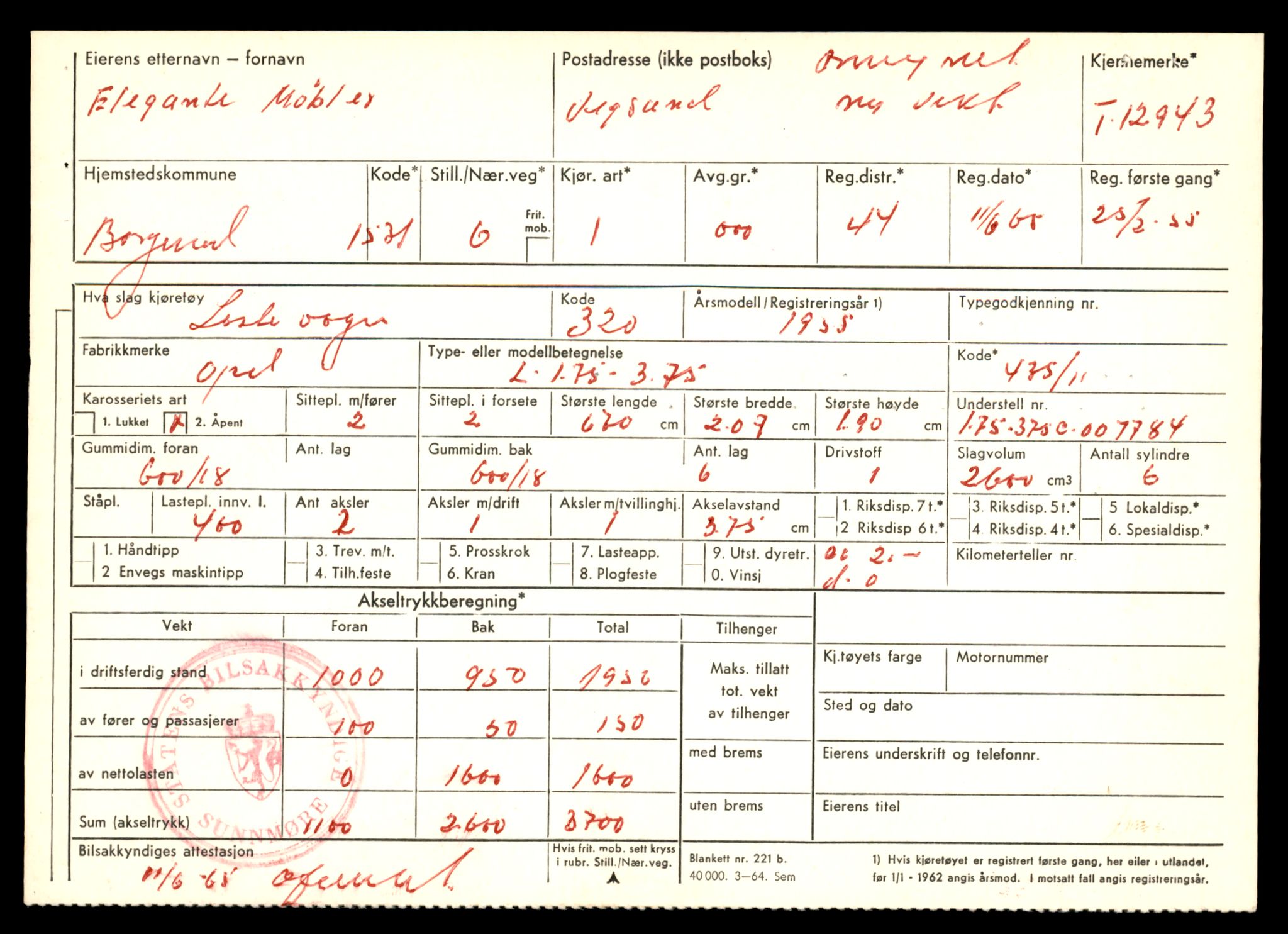 Møre og Romsdal vegkontor - Ålesund trafikkstasjon, AV/SAT-A-4099/F/Fe/L0036: Registreringskort for kjøretøy T 12831 - T 13030, 1927-1998, p. 1747