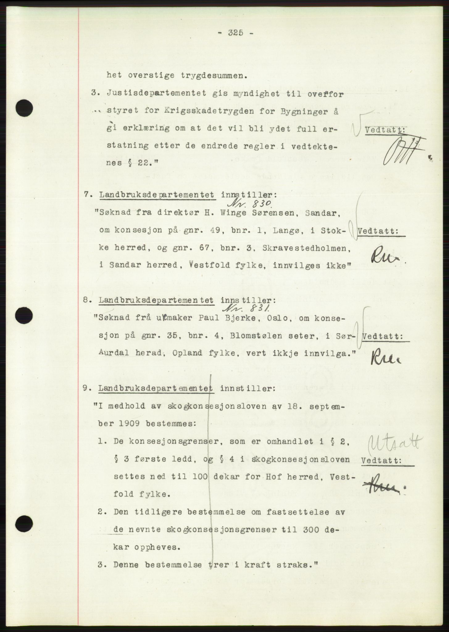 Administrasjonsrådet, AV/RA-S-1004/A/L0002: Vedtaksprotokoll 16/4-25/9, 1940, p. 329