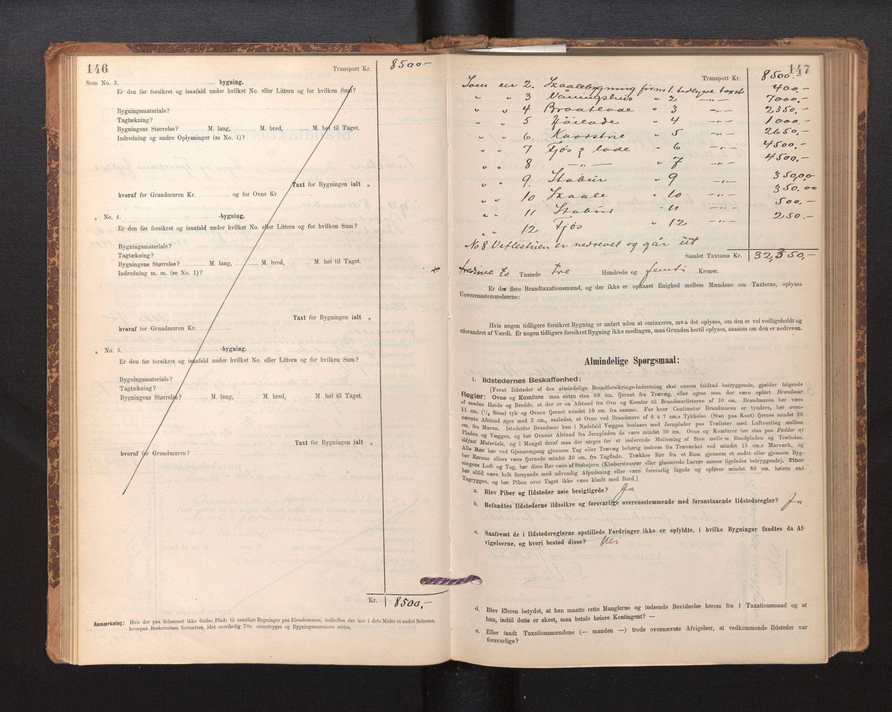 Lensmannen i Luster, AV/SAB-A-29301/0012/L0007: Branntakstprotokoll, skjematakst, 1895-1935, p. 146-147