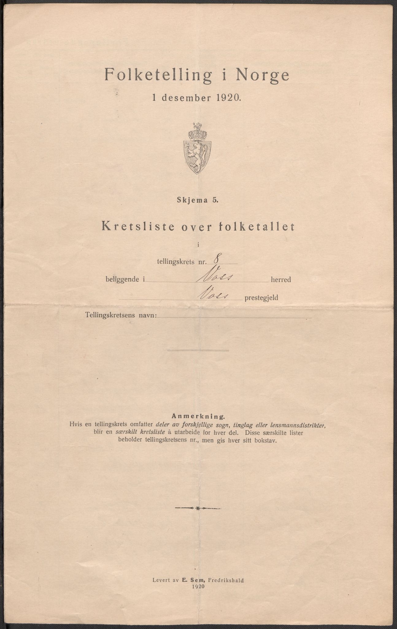 SAB, 1920 census for Voss, 1920, p. 26