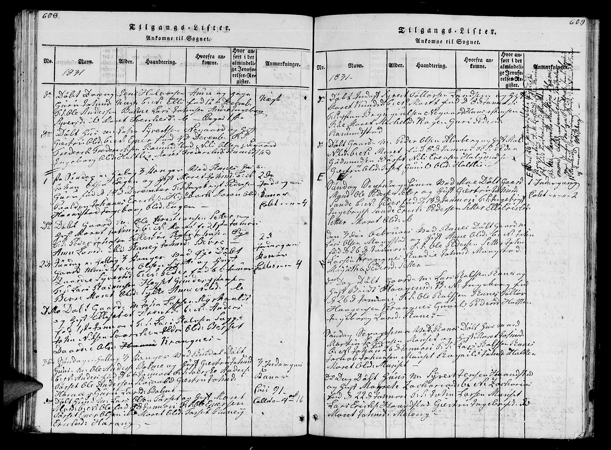 Ministerialprotokoller, klokkerbøker og fødselsregistre - Møre og Romsdal, AV/SAT-A-1454/595/L1050: Parish register (copy) no. 595C02, 1819-1834, p. 608-609