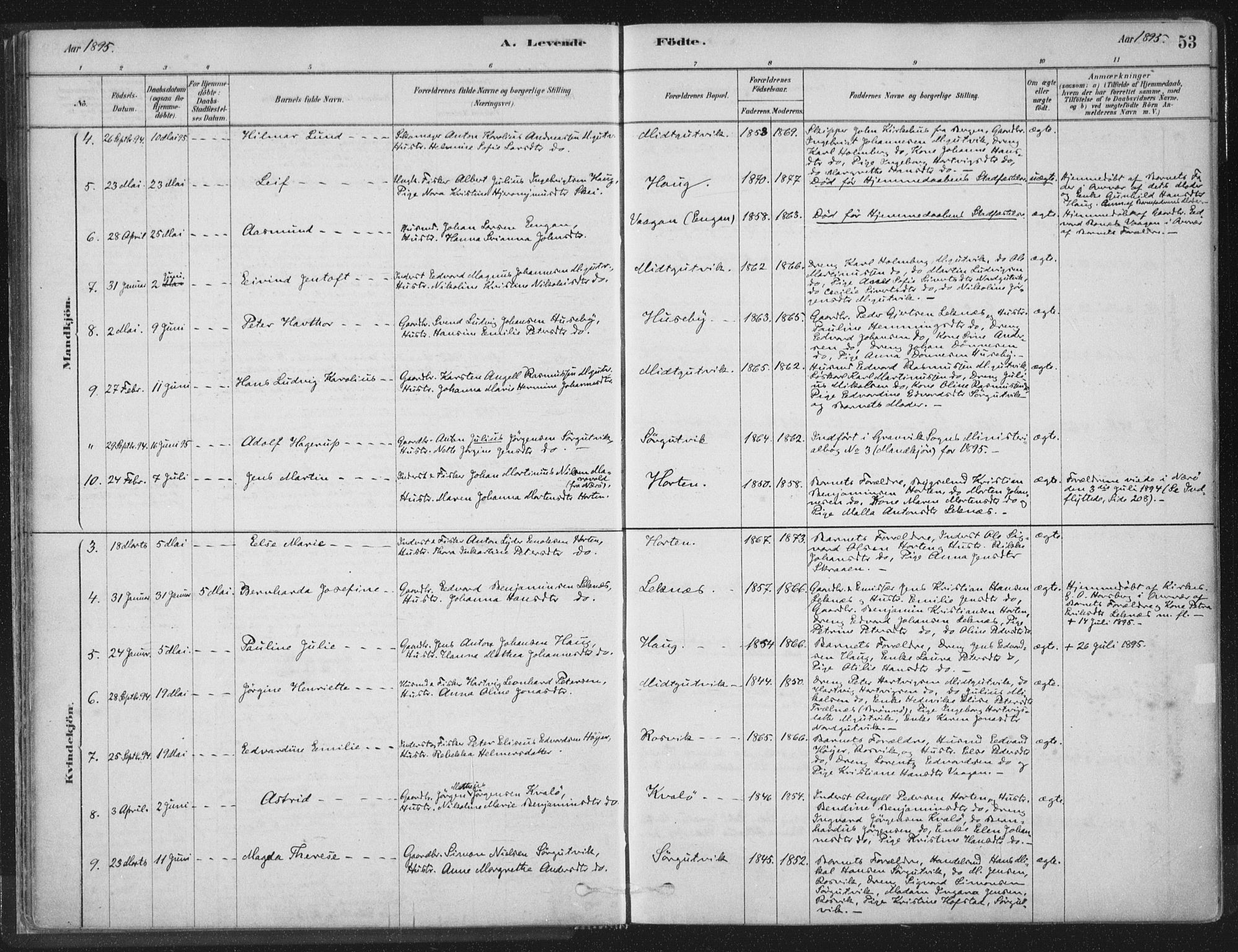 Ministerialprotokoller, klokkerbøker og fødselsregistre - Nord-Trøndelag, AV/SAT-A-1458/788/L0697: Parish register (official) no. 788A04, 1878-1902, p. 53