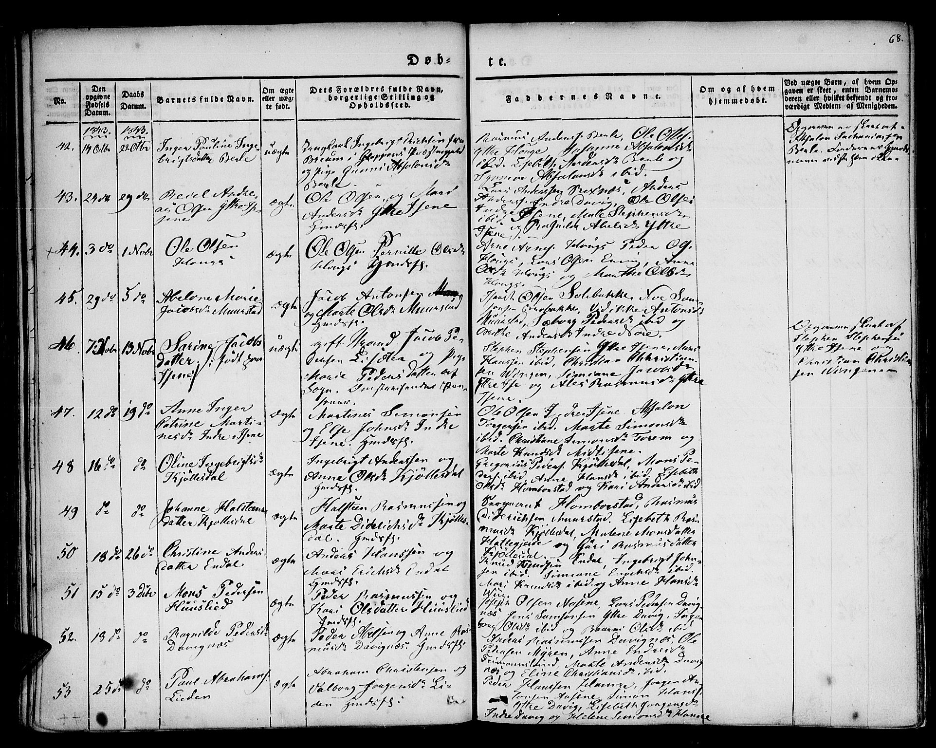 Davik sokneprestembete, SAB/A-79701/H/Haa/Haaa/L0004: Parish register (official) no. A 4, 1830-1849, p. 68