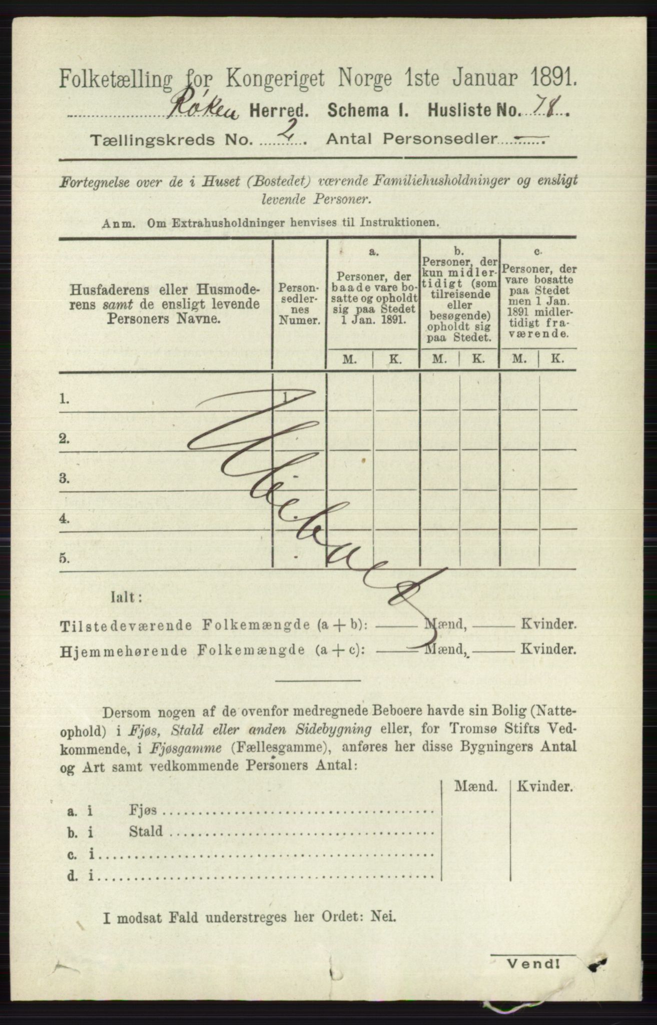 RA, 1891 census for 0627 Røyken, 1891, p. 545