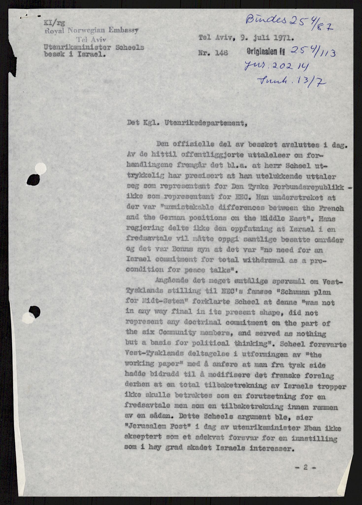 Utenriksdepartementet, hovedarkiv, AV/RA-S-6794/D/Db/Dba/L0776/0003: Verdenspolitikk. Fremmede staters politikk (G.L.) / Israel: Politikk (2 mapper), 1970-1972, p. 128
